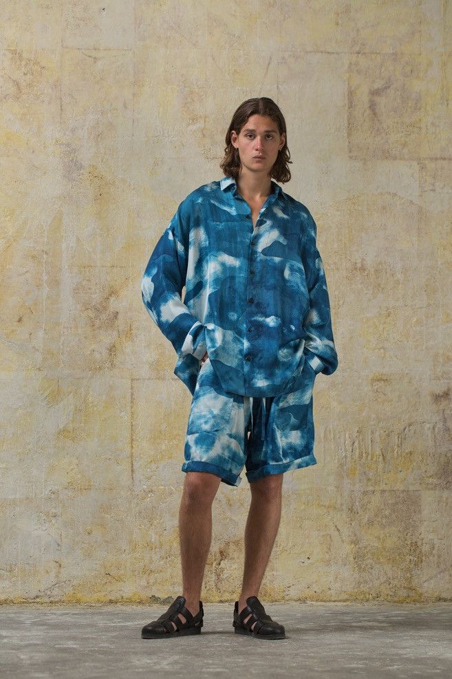 Shirt #100 - Silk Aizome Clouds