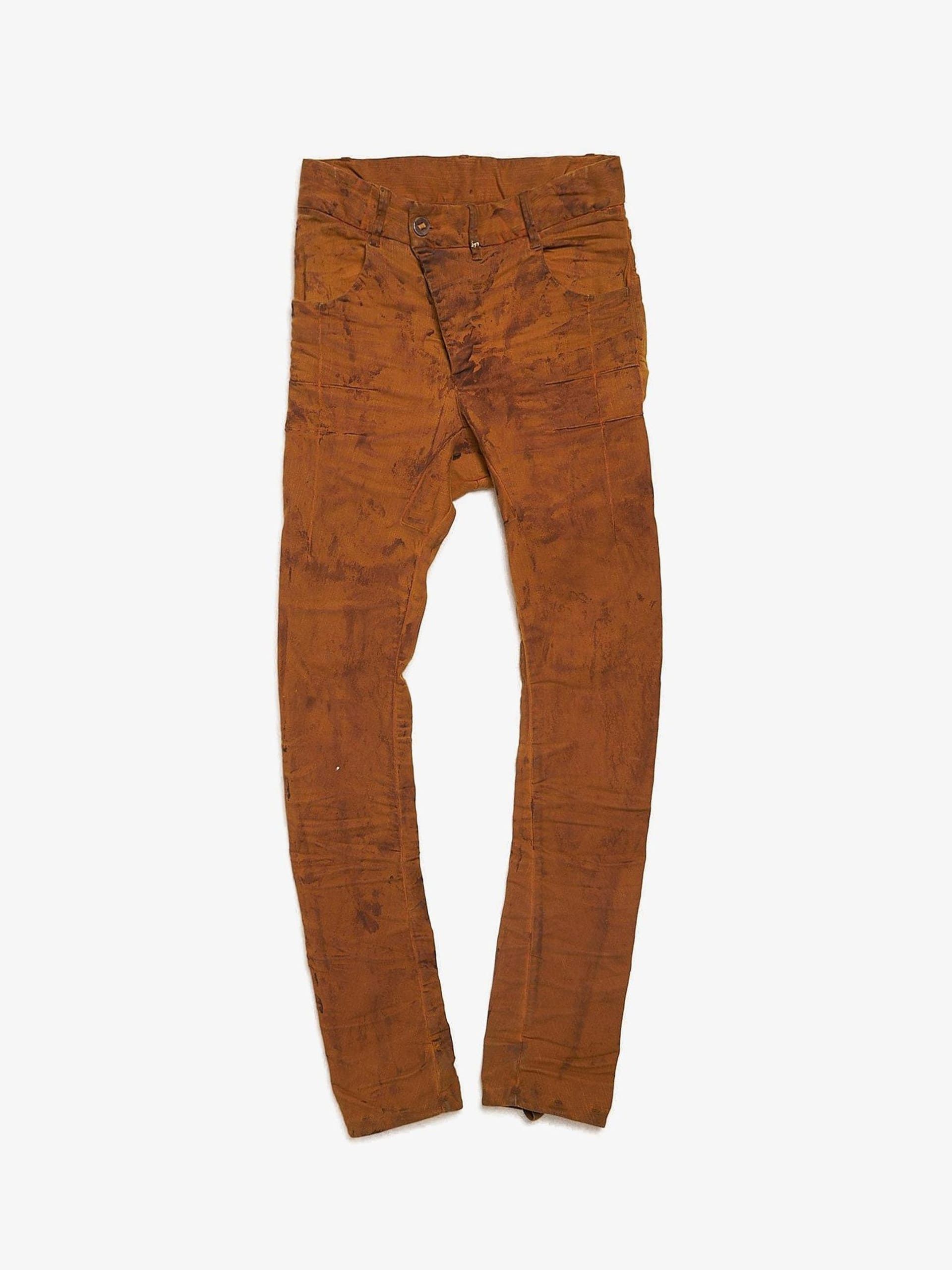 image of Boris Bidjan Saberi P13 Tight Fit F1939 Mustard Painted Jeans, Men's (Size 27)