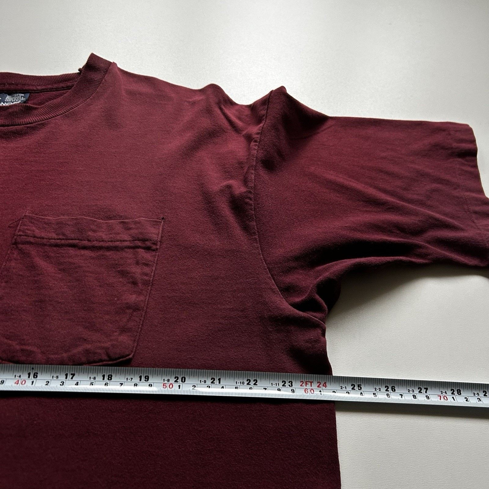 Vintage Vintage 90s Sun Faded Blank Burgundy Red Pocket T Shirt XL Size US XL / EU 56 / 4 - 6 Thumbnail