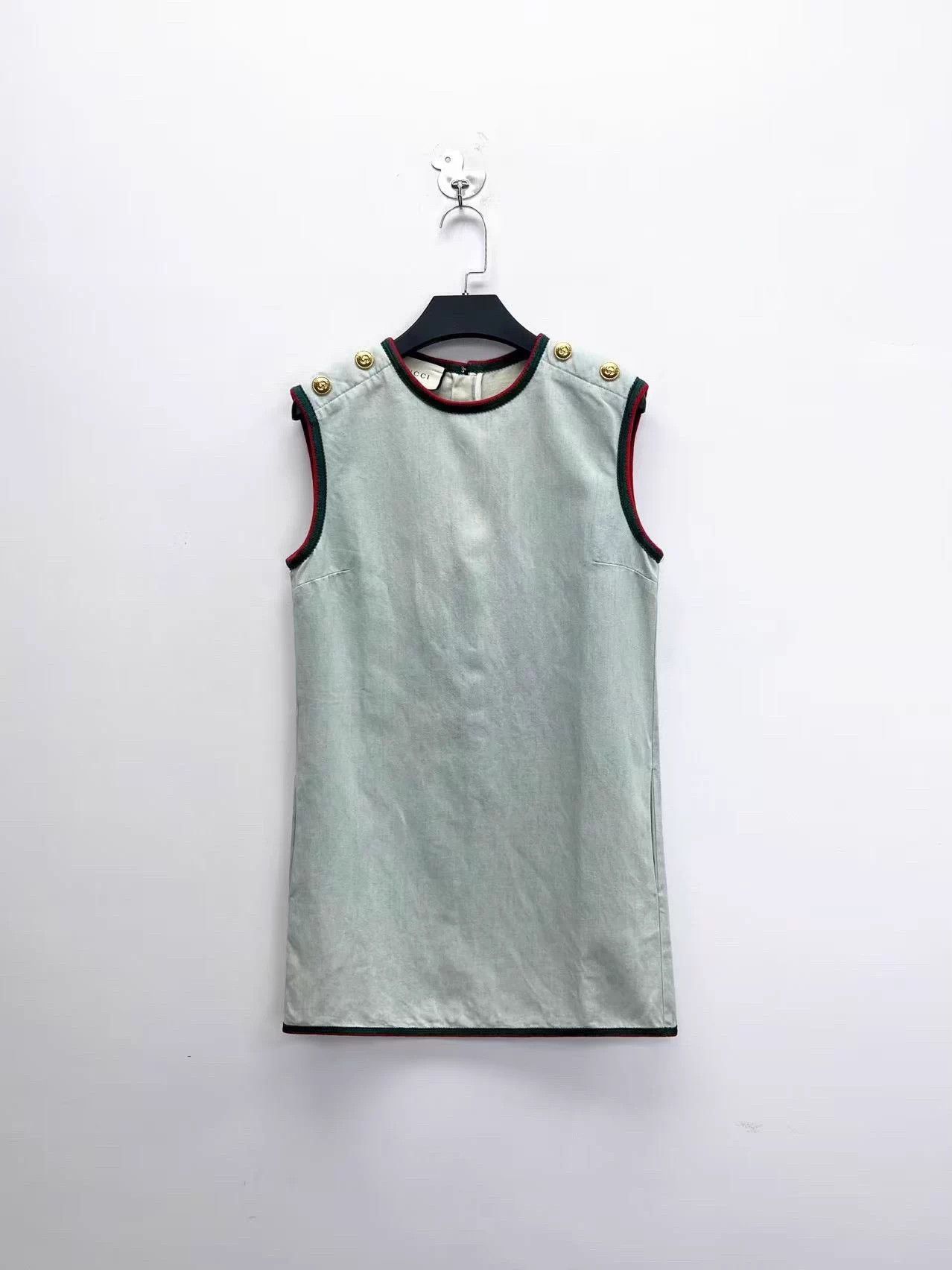 Gucci Gucci Light Denim Red/Green Web GG Buckle Vest Dress 42 Size M / US 6-8 / IT 42-44 - 1 Thumbnail