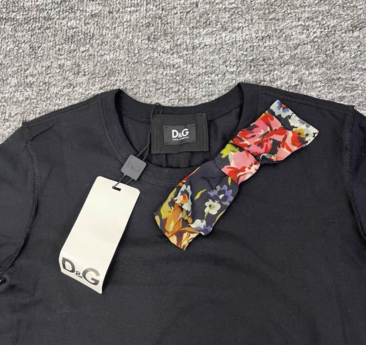 Dolce & Gabbana Dolce&Gabbana DG Bow Short Sleeve Patchwork Dress K12 Size XS / US 0-2 / IT 36-38 - 4 Thumbnail