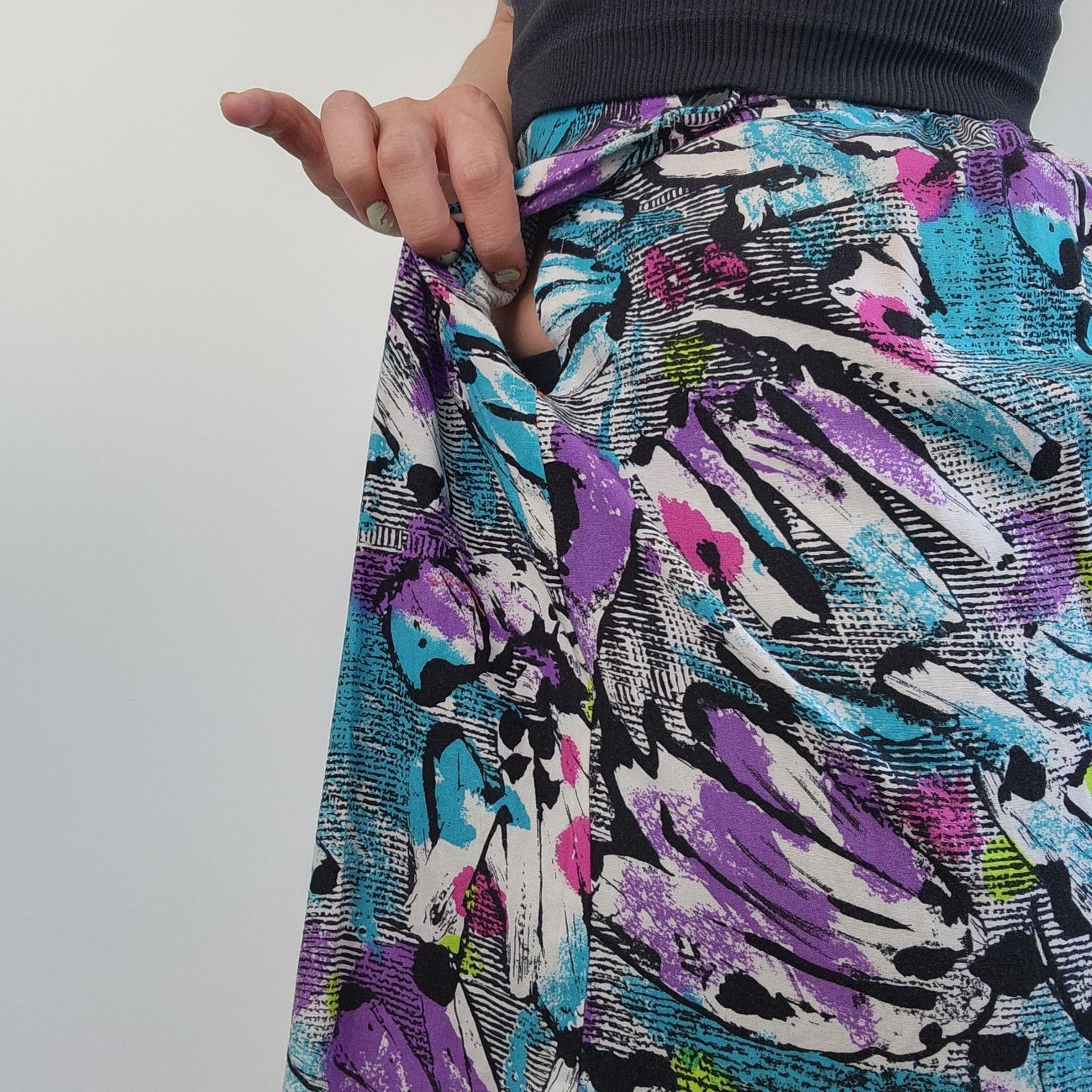 Vintage Bright Abstract Pattern Handmade Skirt M Size 26" / US 2 / IT 38 - 5 Thumbnail