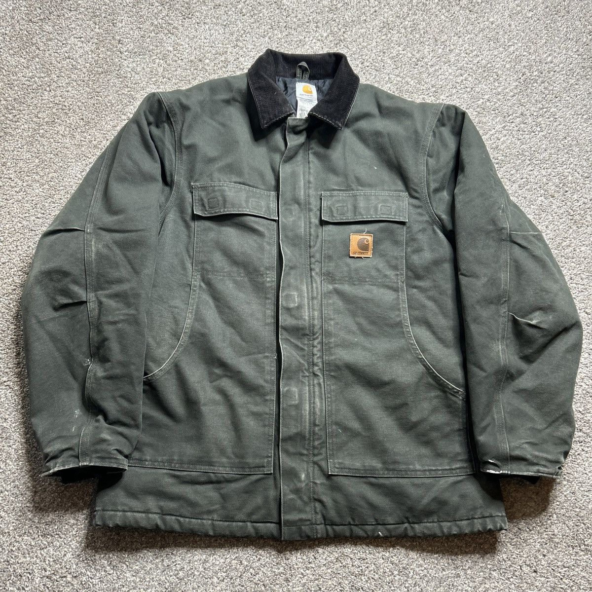 Vintage Carhartt Jacket Faded Green C26 MOS Quilted Lined fashion Workwear