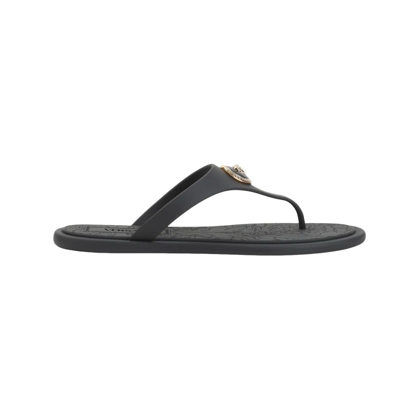 Versace Black Rubber Thong Sandals New & Authentic (Women's