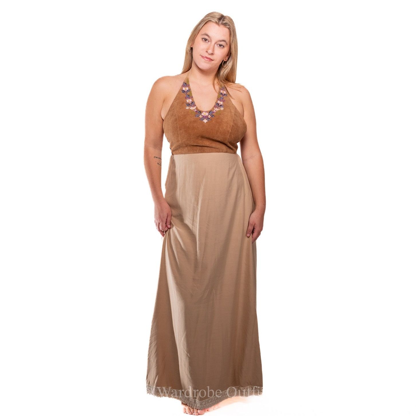 Vintage Vintage 1970s Suede Leather Flowy Dress Size M / US 6-8 / IT 42-44 - 3 Thumbnail