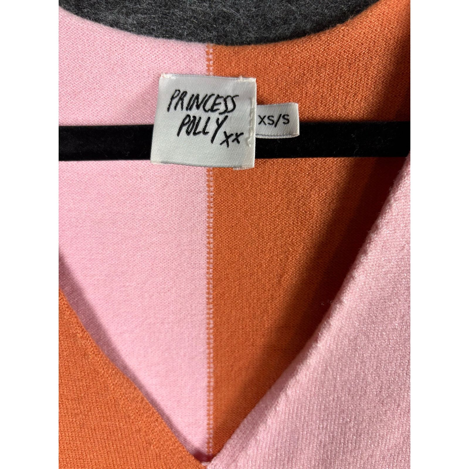 PRINCESS POLLY Princess Polly Colorblock Knit Mini Dress Pink Orange XS/S Size S / US 4 / IT 40 - 2 Thumbnail