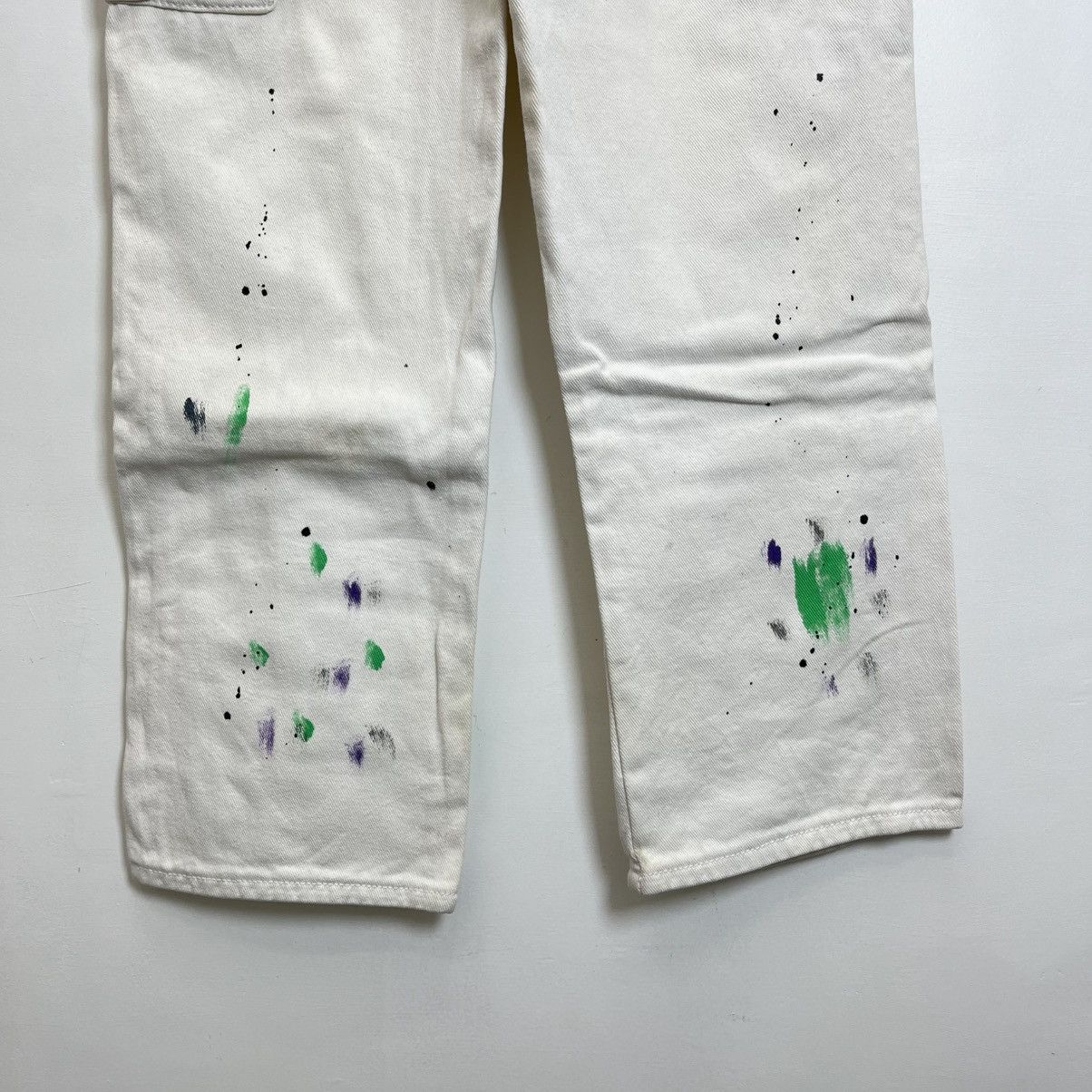 Designer RARE Painted Double Knee Carpenter Japanese Work Style Size US 29 - 7 Thumbnail