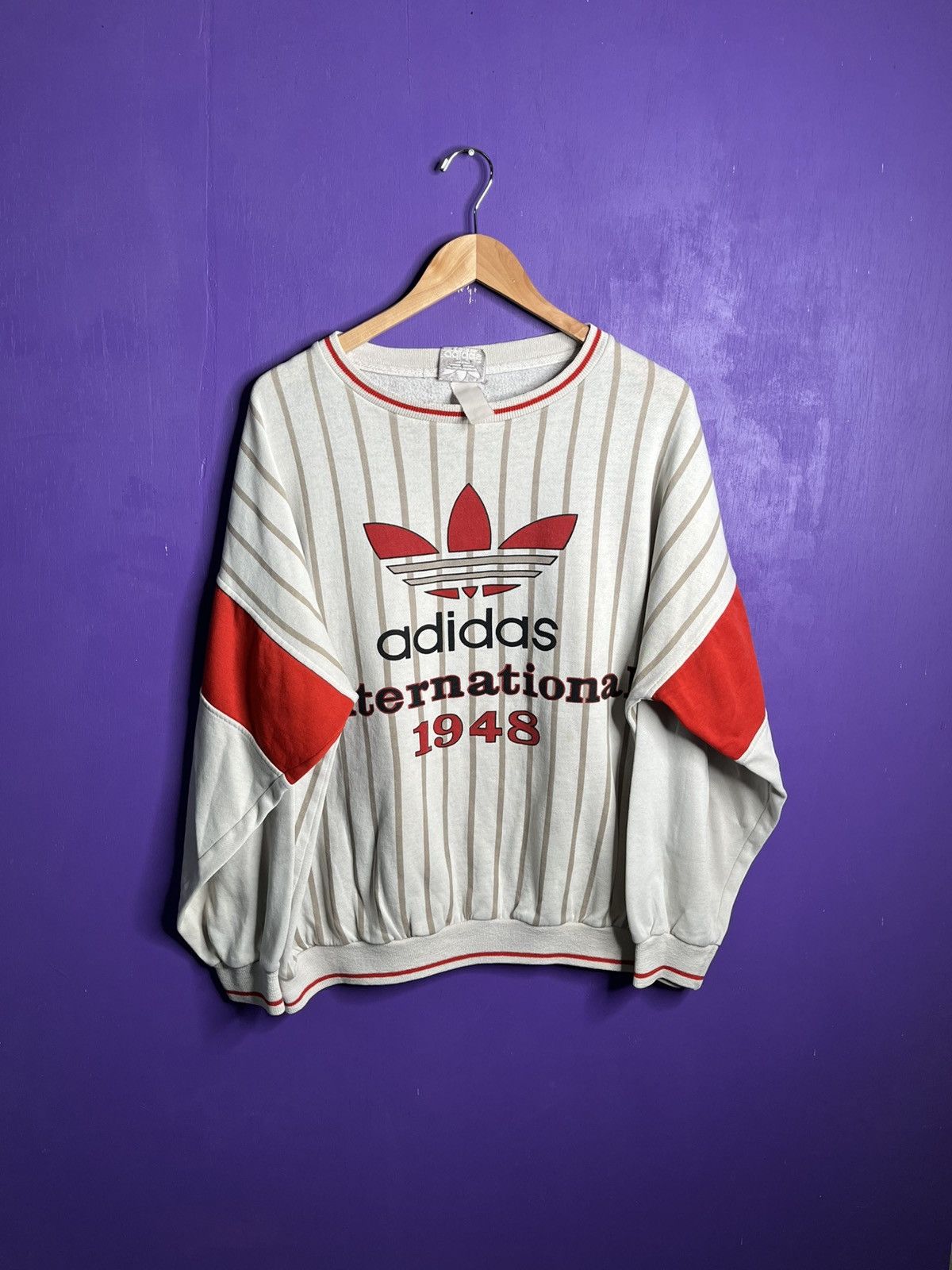 Vintage 80s Adidas international striped crewneck