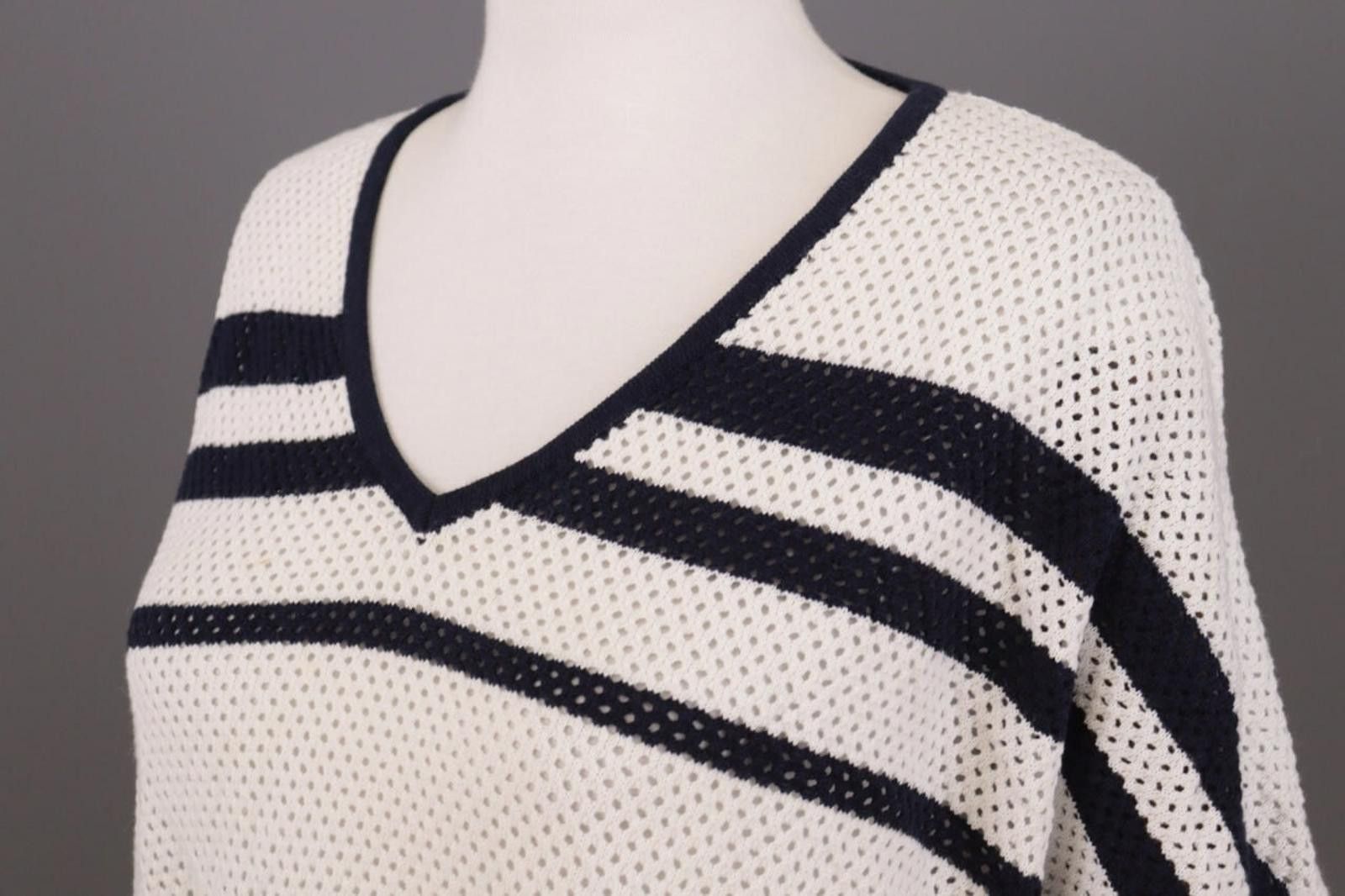 Saint James Saint James White Striped V-Neck Tunic Shirt Size US 18 LXL Size XXL / US 16-18 / IT 52-54 - 9 Thumbnail