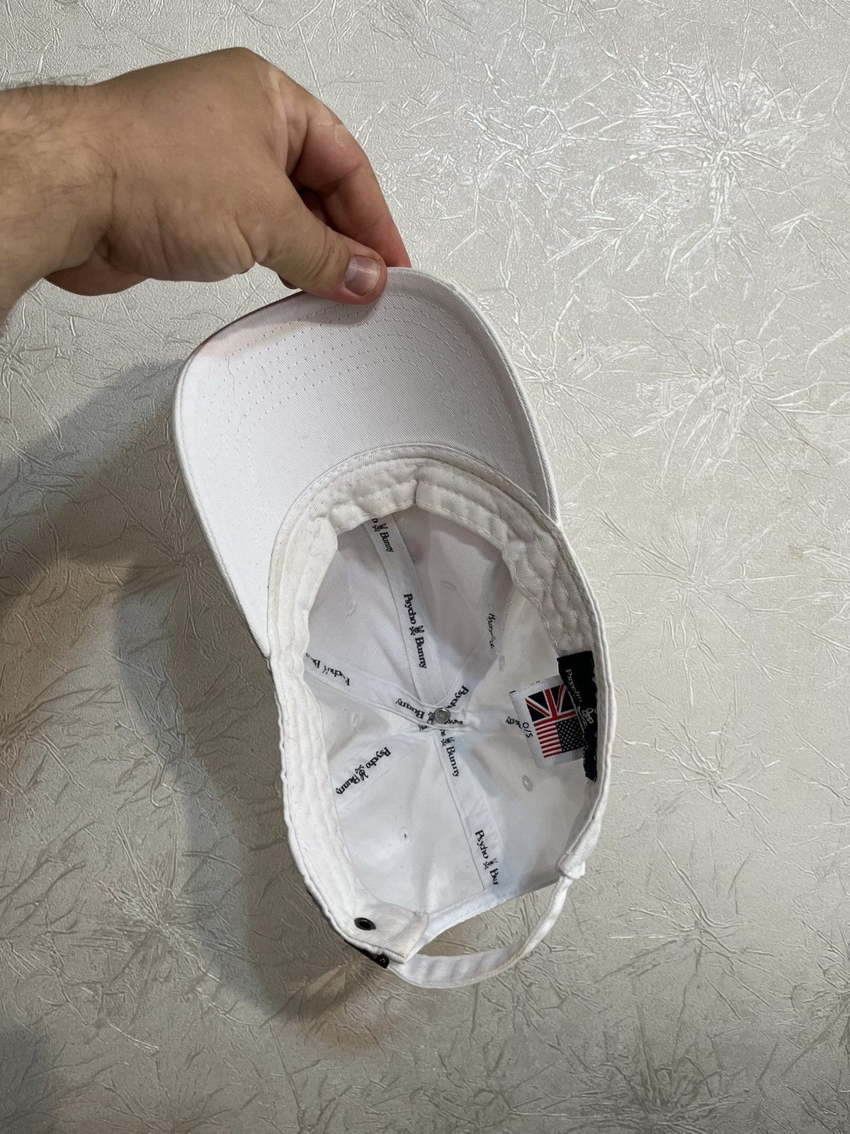Psycho Bunny Psycho Bunny White Baseball Cap Embroidered Skull Bunny Logo Size ONE SIZE - 6 Thumbnail