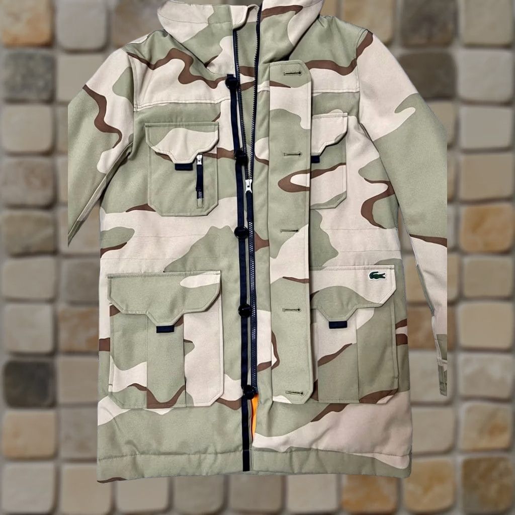 Lacoste LACOSTE Desert Camo Down Jacket/ Beige x Brown/ Size: S Mens Jacket Size US S / EU 44-46 / 1 - 1 Thumbnail