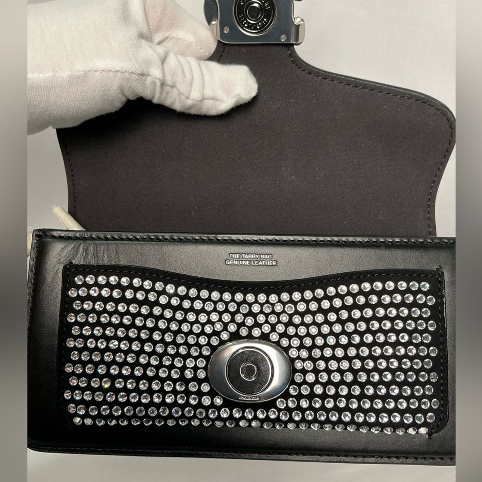 Coach Coach Black Tabby Shoulder Bag 20 Crystals Crossbody Silver Size ONE SIZE - 4 Thumbnail