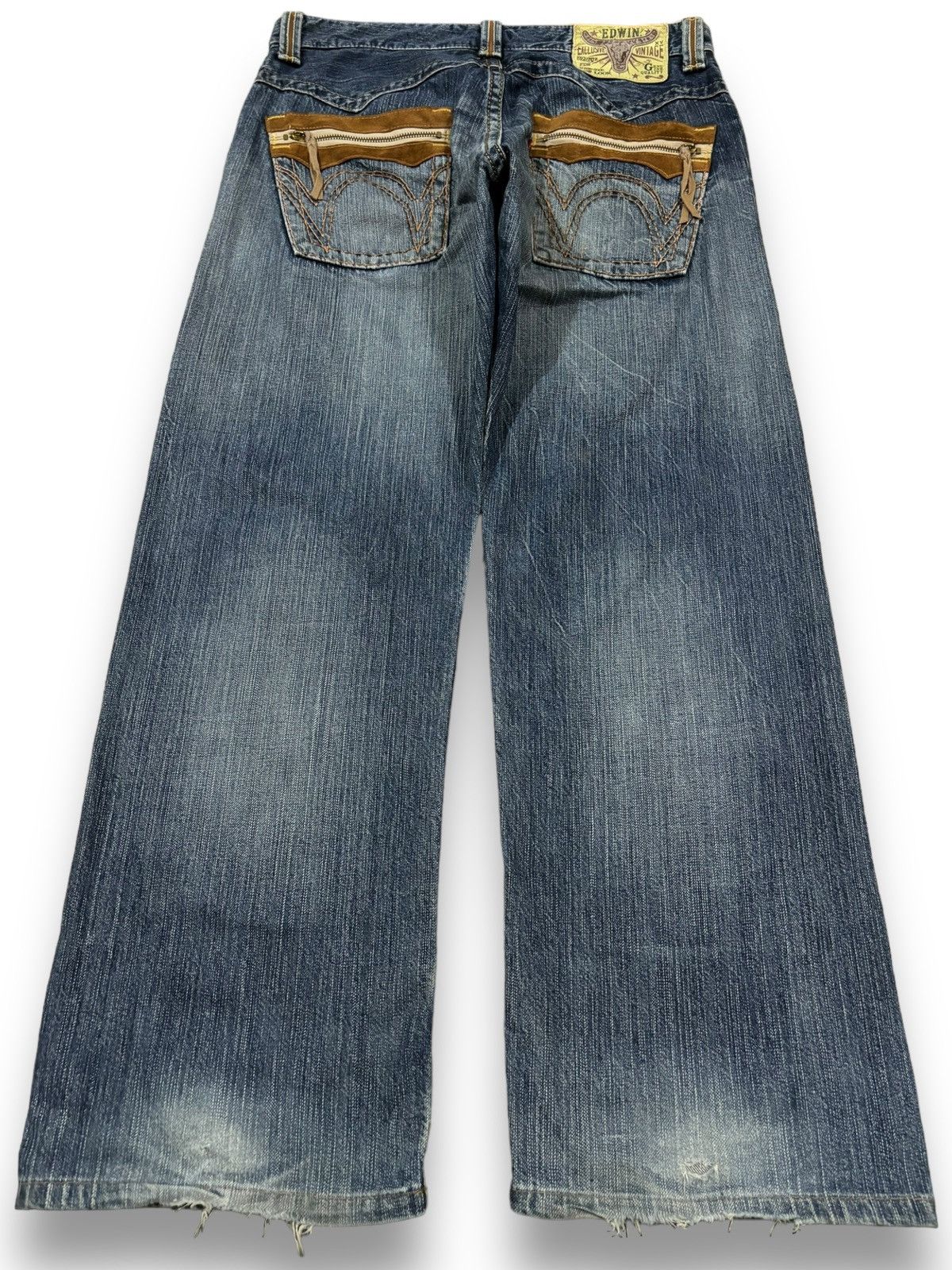 Edwin Exclusive Vintage Edwin XV Dirt Blue Wash Baggy Ripped Jeans Size US 33 - 2 Thumbnail