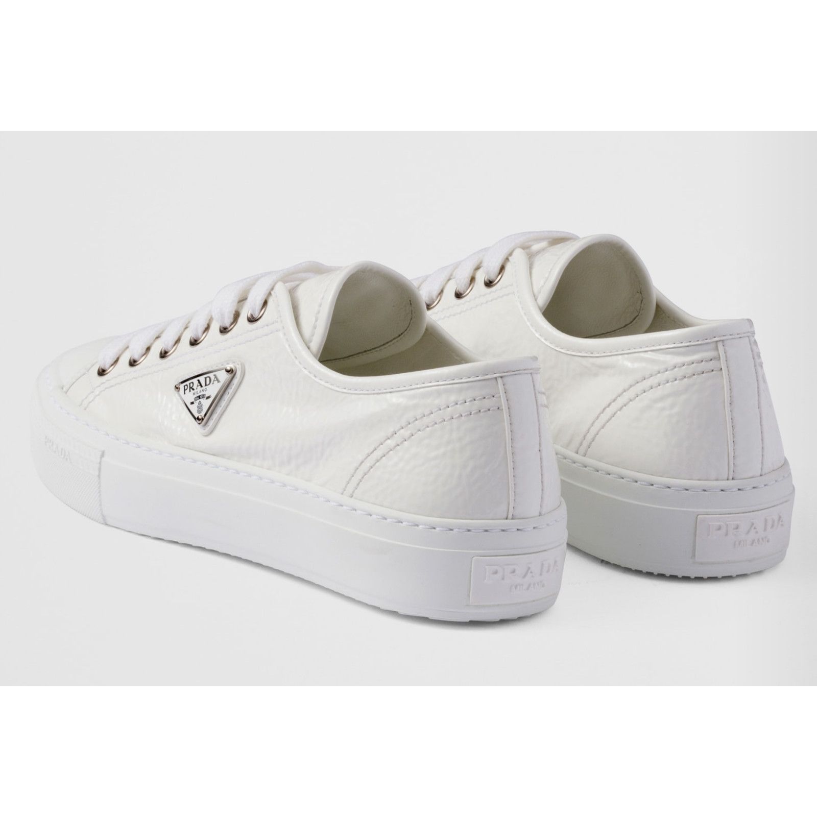 Prada Prada Smash Patent Logo Lace Up Flat Low Top Sneaker 36.5 Size US 6.5 / IT 36.5 - 15 Thumbnail