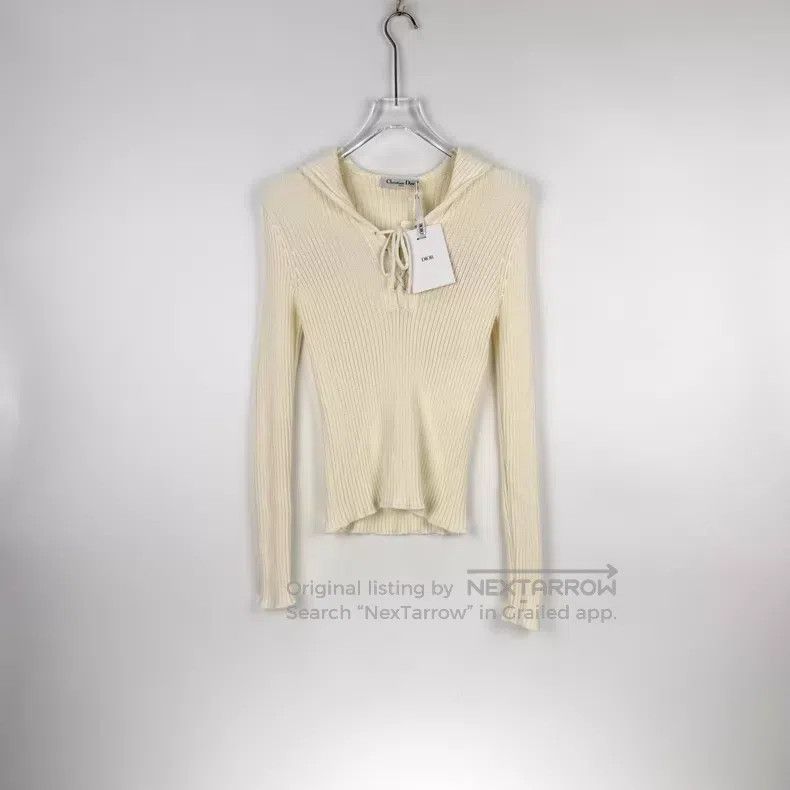 Dior Dior Milk white classic logo navy collar knitted long slee Size S / US 4 / IT 40 - 3 Thumbnail
