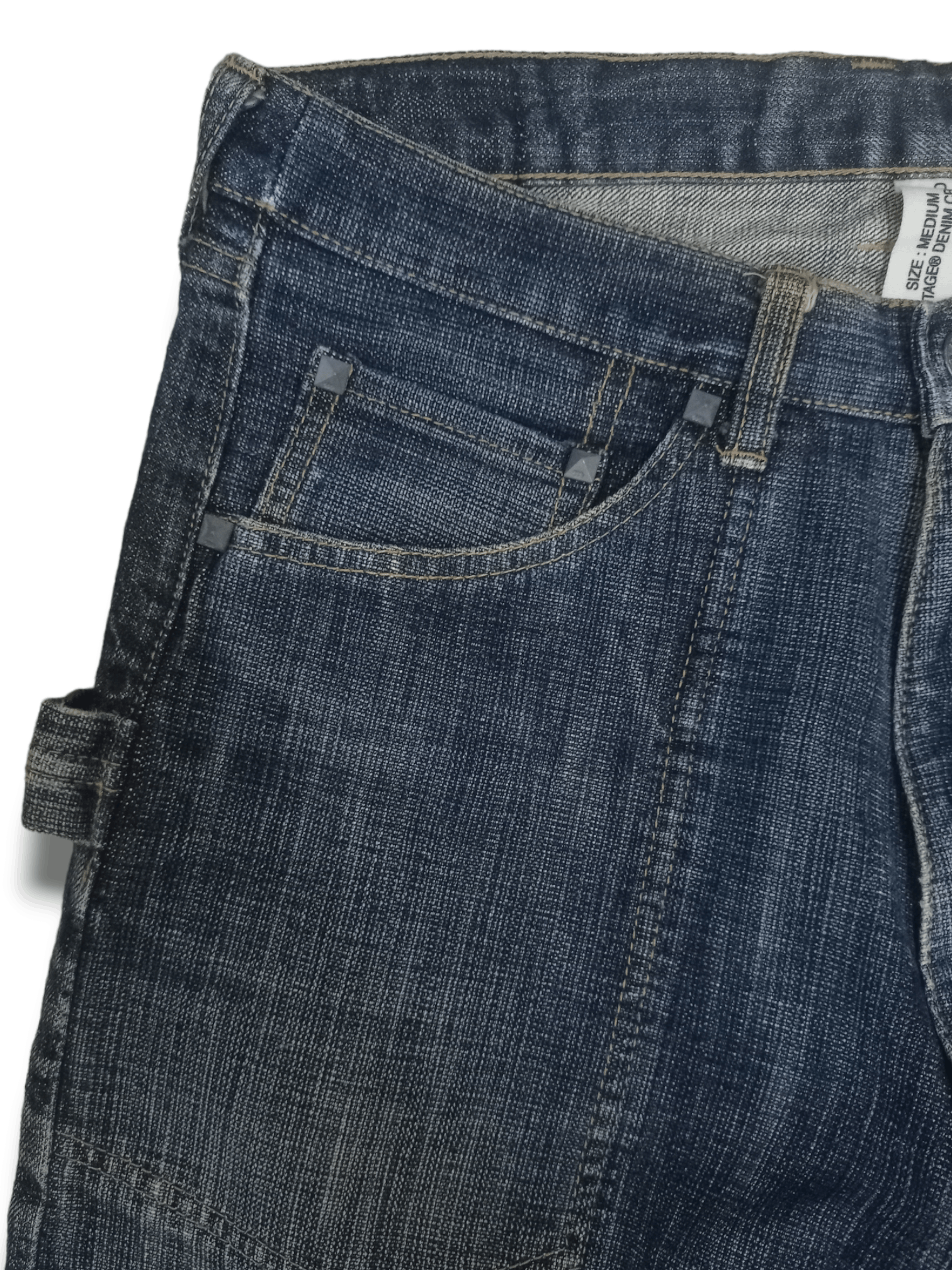 Japanese Brand Vintage MONTAGE DENIM CROWD Baggy Carpenter Denim Pants Size US 29 - 5 Thumbnail