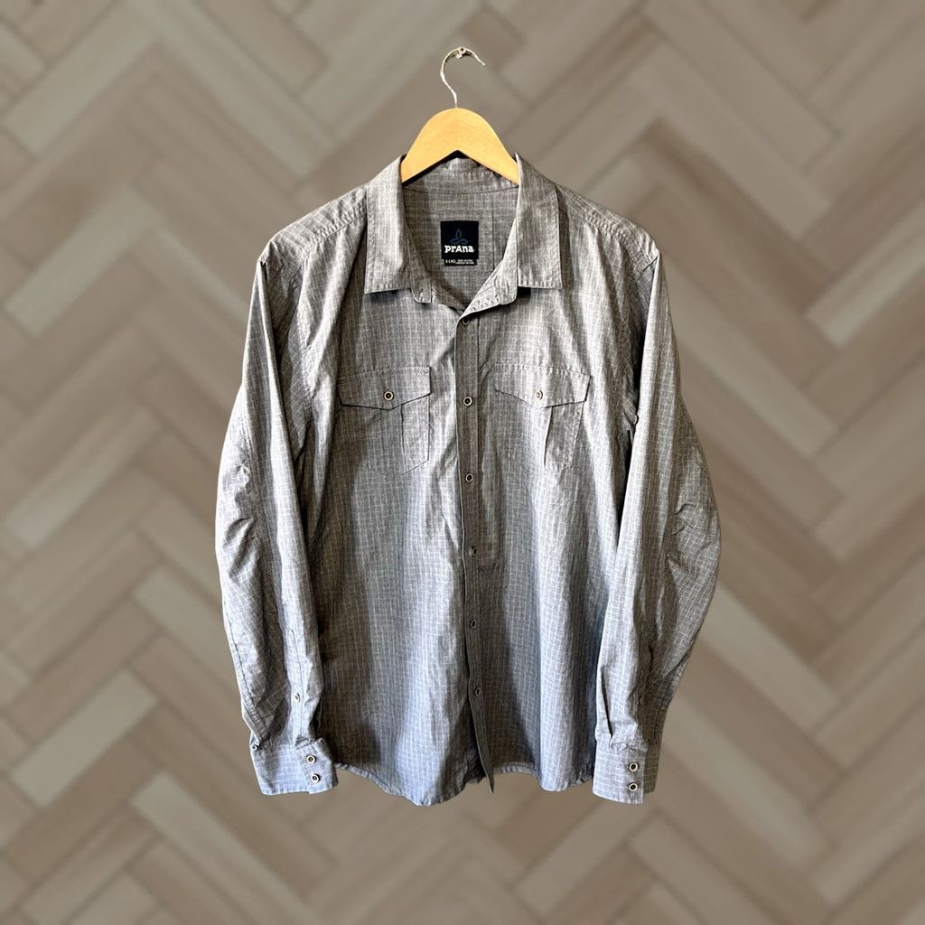 Prana Prana Mens Gray Long Sleeve Button-Up Shirt XL Pockets Size US XL / EU 56 / 4 - 1 Thumbnail