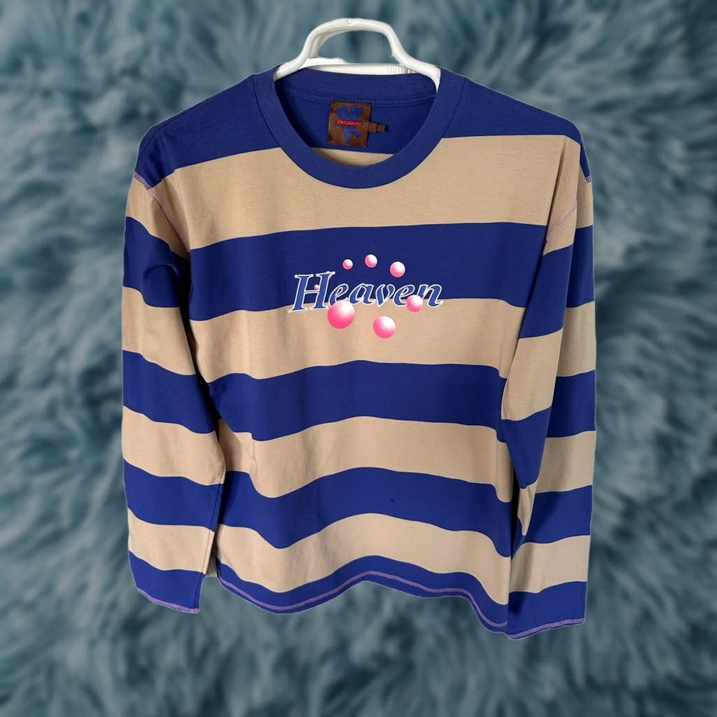 Heaven by Marc Jacobs Heaven by Marc Jacobs T-Shirt Long Sleeve Graphic Multicolor XL Mens Unisex Adults Beige Blue Striped Pattern 90s (Very RARE) Size XL / US 12-14 / IT 48-50 - 1 Thumbnail