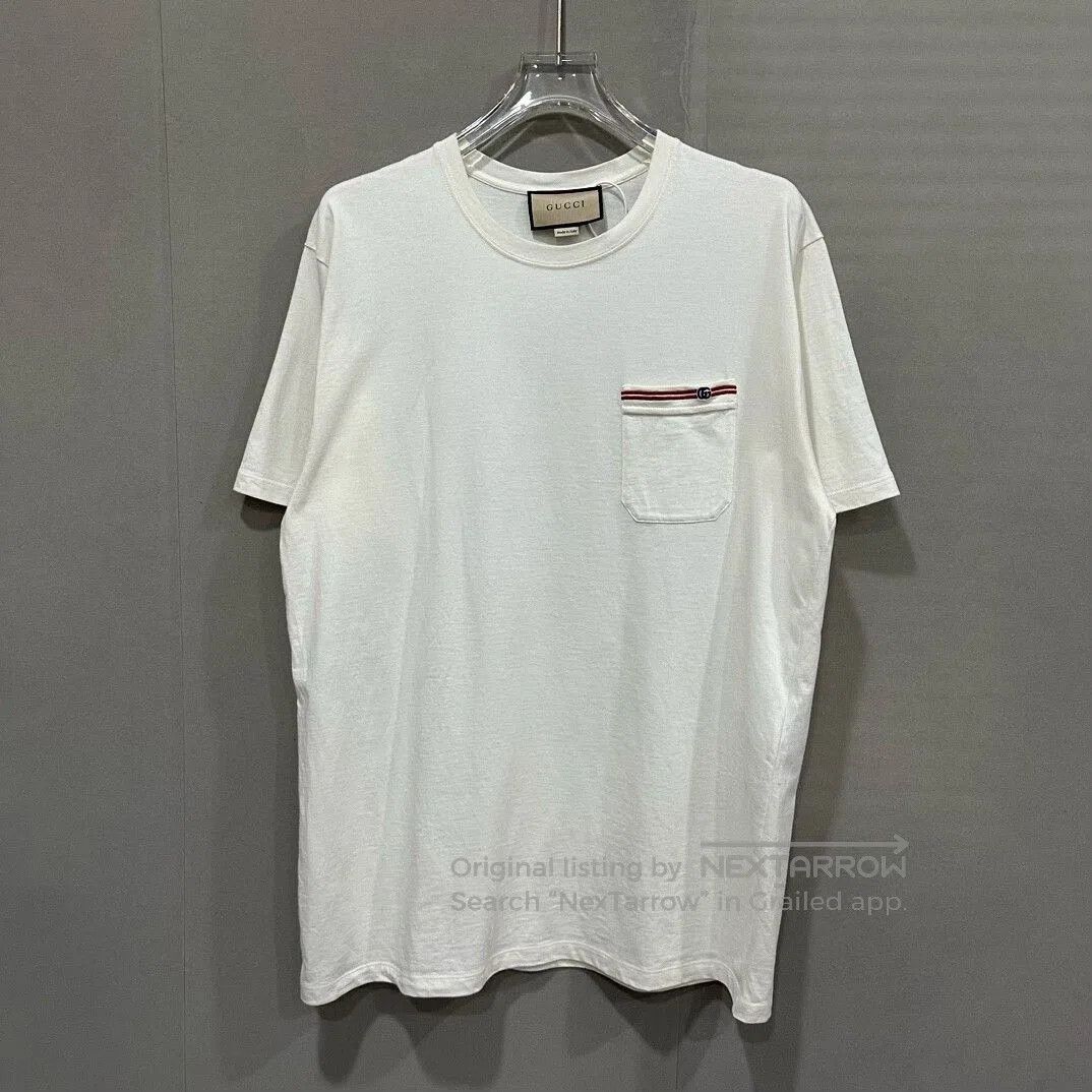 Gucci gucci embroidered logo pocket short sleeve t-shirt. Size US L / EU 52-54 / 3 - 1 Thumbnail