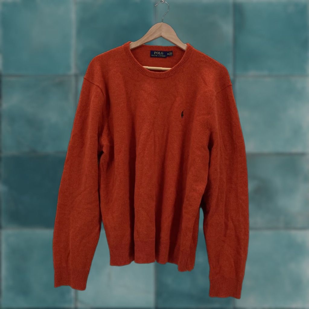 Polo Ralph Lauren Polo Ralph Lauren Sweater Mens XL Orange Lambswool Crewneck Pullover Green Pony Shirt Size US XL / EU 56 / 4 - 1 Thumbnail