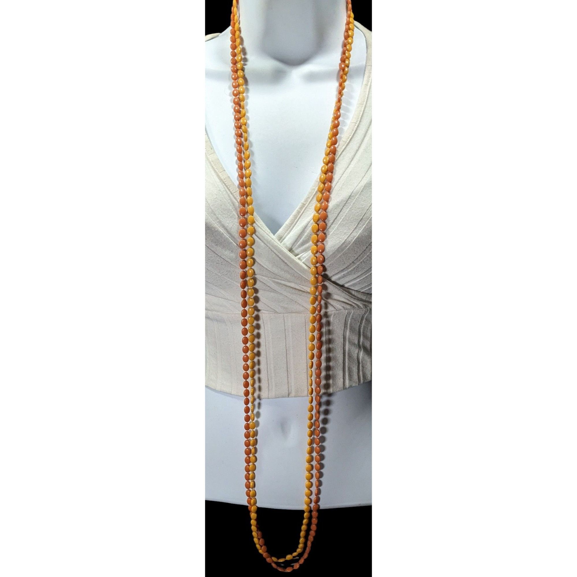 Other Vintage Retro Yellow And Orange Plastic Beaded Necklace Size ONE SIZE - 5 Thumbnail