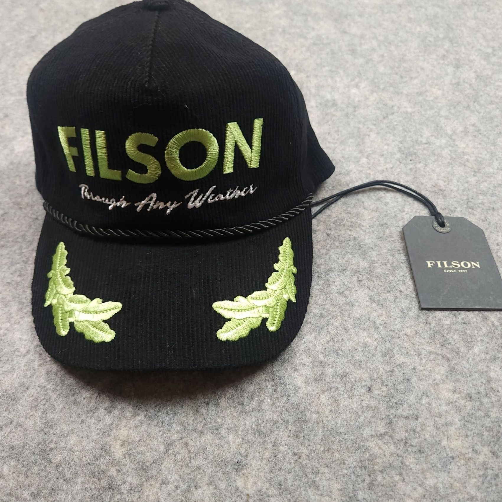 Filson Filson Trucker Hat Men Black Corduroy Embroidered Rope Adjustable Outdoor Forester One Size Size ONE SIZE - 5 Thumbnail