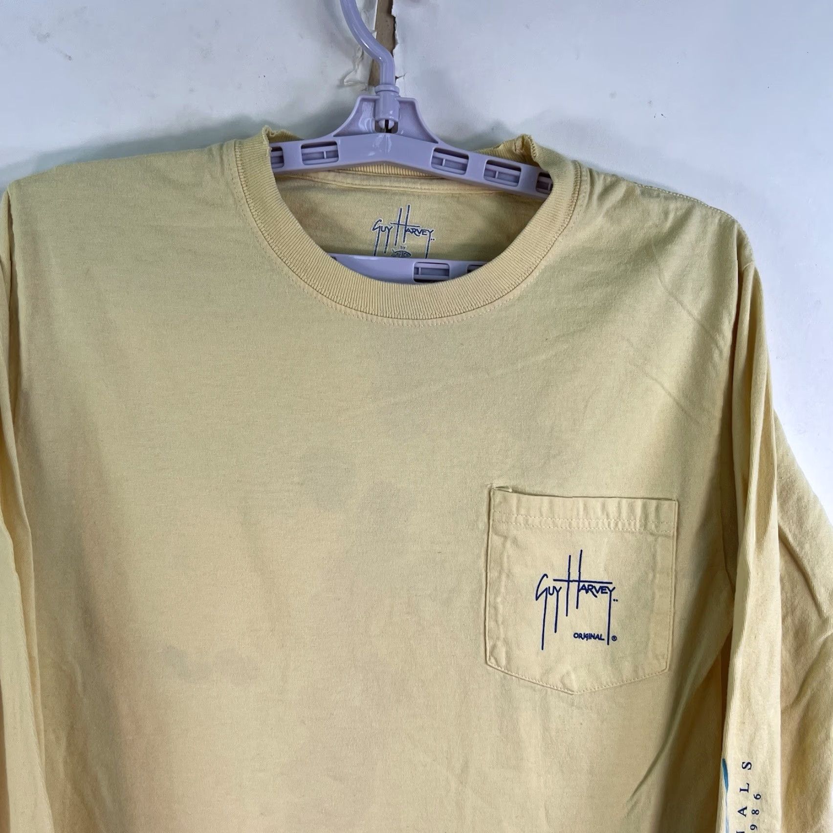 Guy Harvey VINTAGE Guy Harvey Shirt Mens S Yellow Graphic Long Sleeve Crew Neck 38 in Chest Spring Summer Fall Fish Graphic Print Mens Size US S / EU 44-46 / 1 - 4 Thumbnail