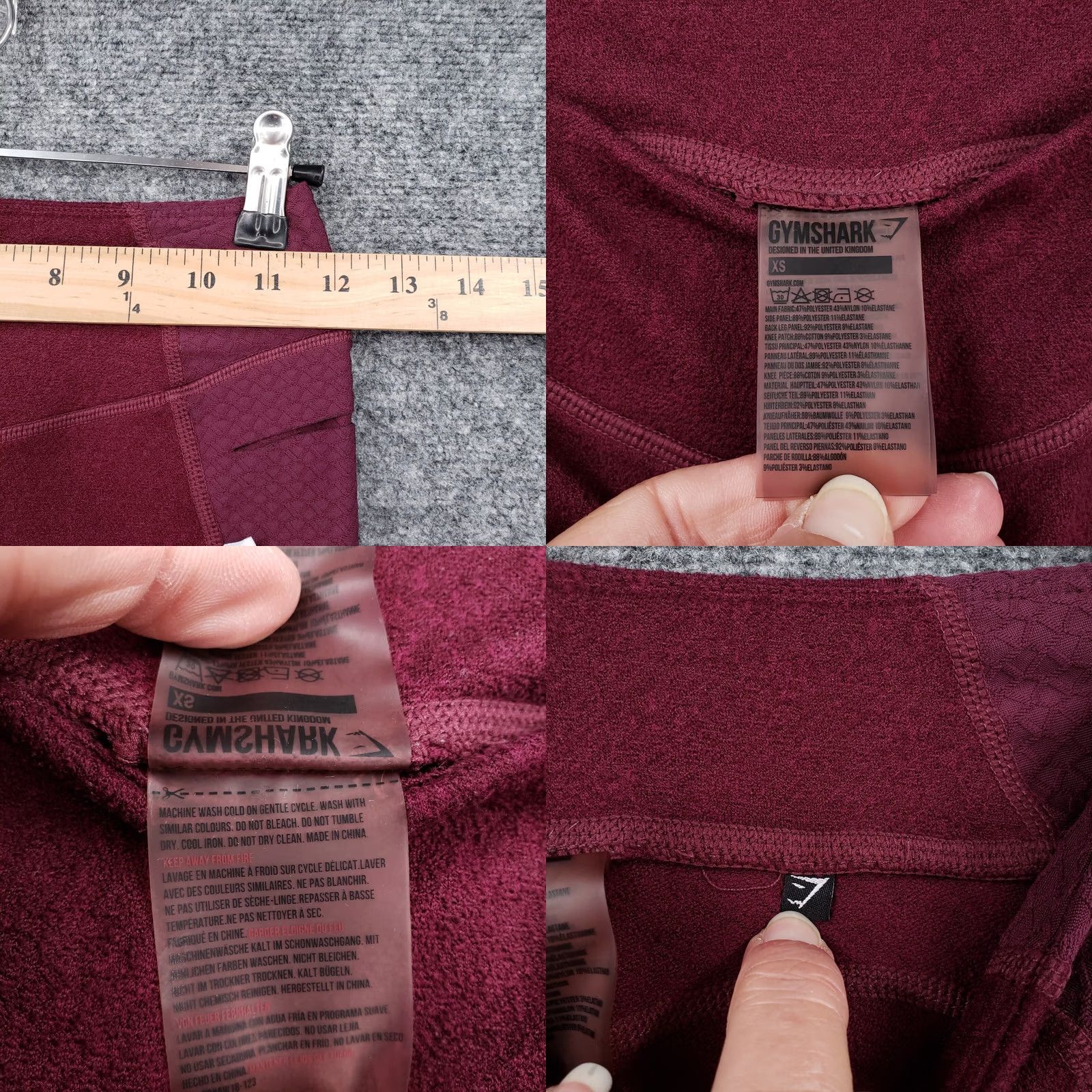 Gymshark Gymshark Leggings Womens XS Red Ankle Workout Yoga Mid Rise Stretch Pull On Size 26" / US 2 / IT 38 - 8 Thumbnail