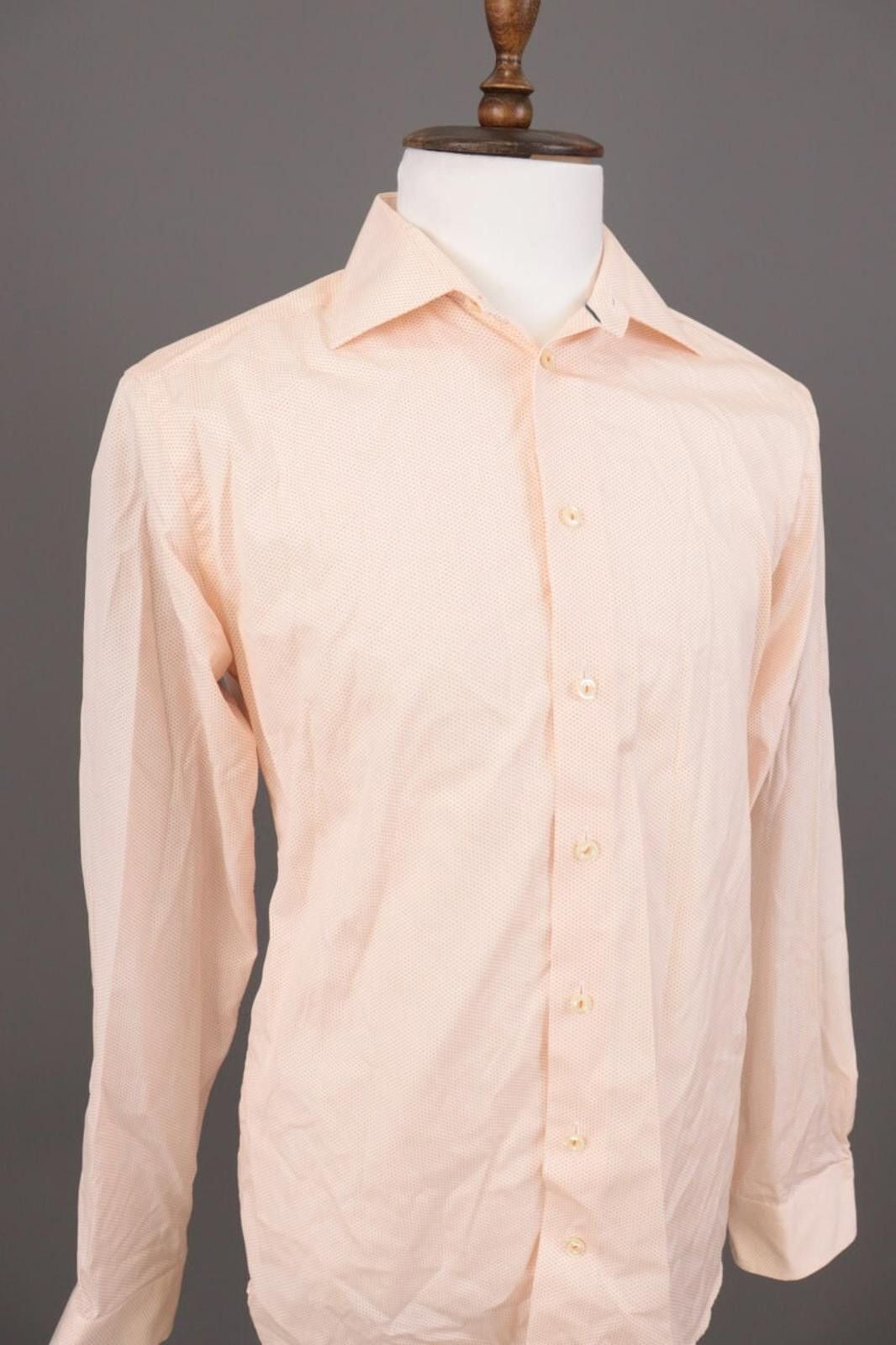 Eton Eton Slim Peach Poplin Printed Shirt Size 41 / 16 Size US M / EU 48-50 / 2 - 5 Thumbnail