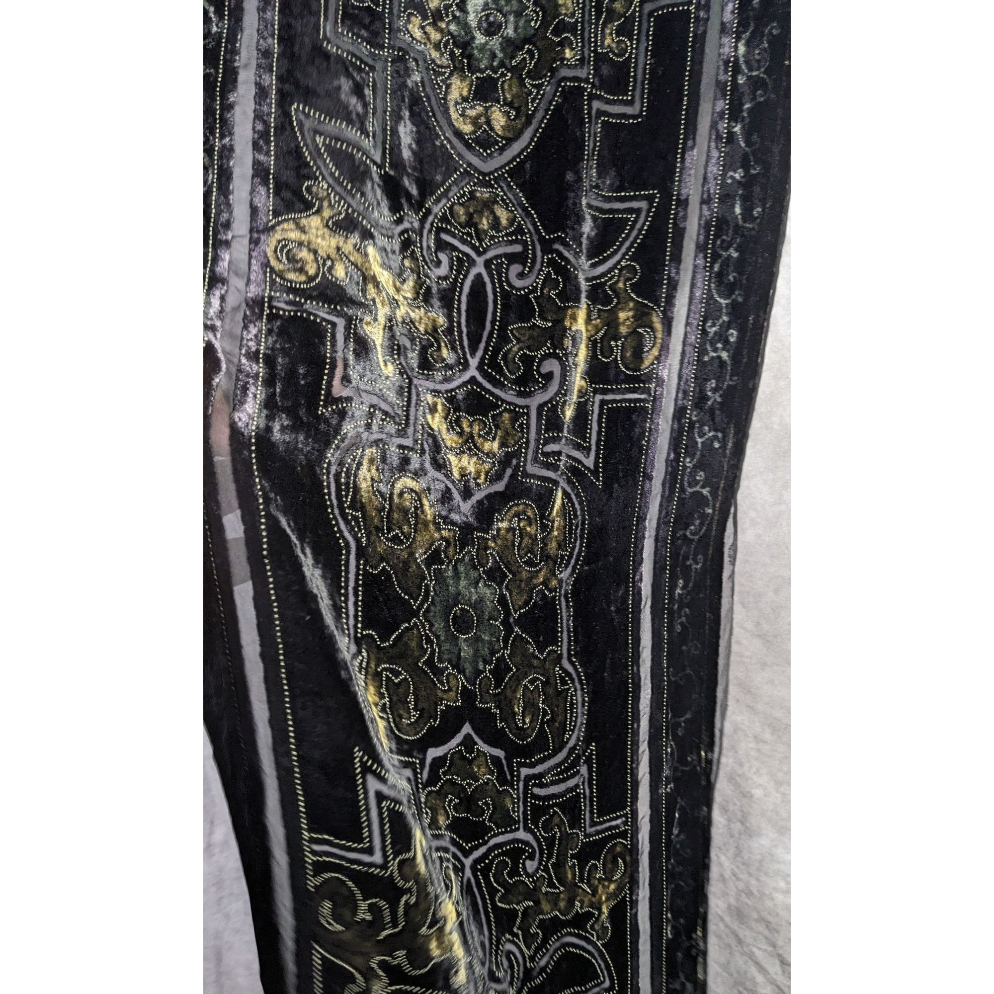 Chicos Chicos Black Burnt Velvet Scarf With Gold Baroque Print Size ONE SIZE - 11 Thumbnail