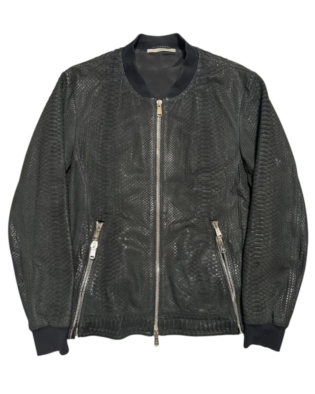 Yves Saint Laurent REAL PYTHON SKIN LEATHER BOMBER JACKET Size US L / EU 52-54 / 3 - 1 Thumbnail