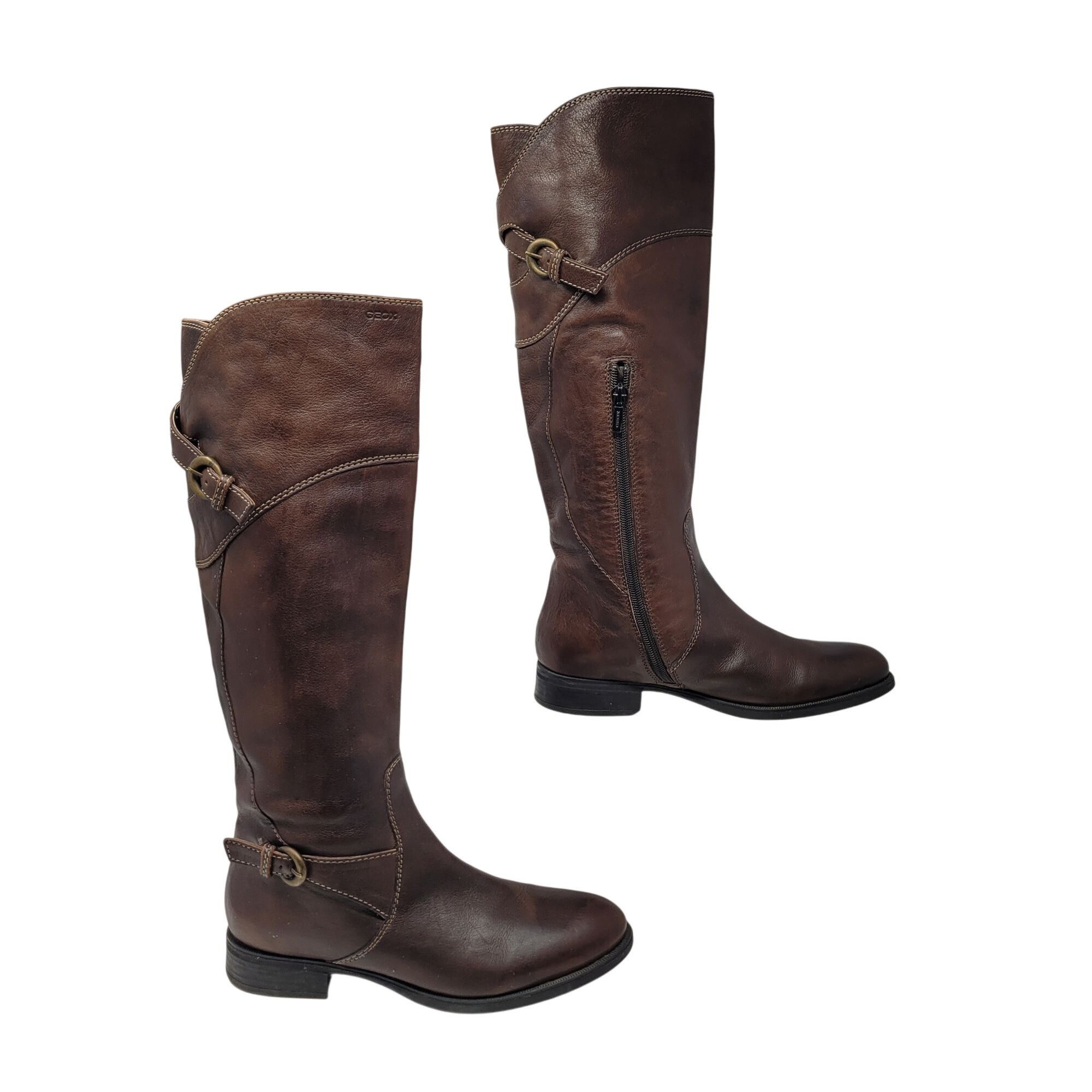 Geox Vintage Womens Brown Leather Knee High Boots 7.5 Equestrian Size US 7.5 / IT 37.5 - 7 Thumbnail