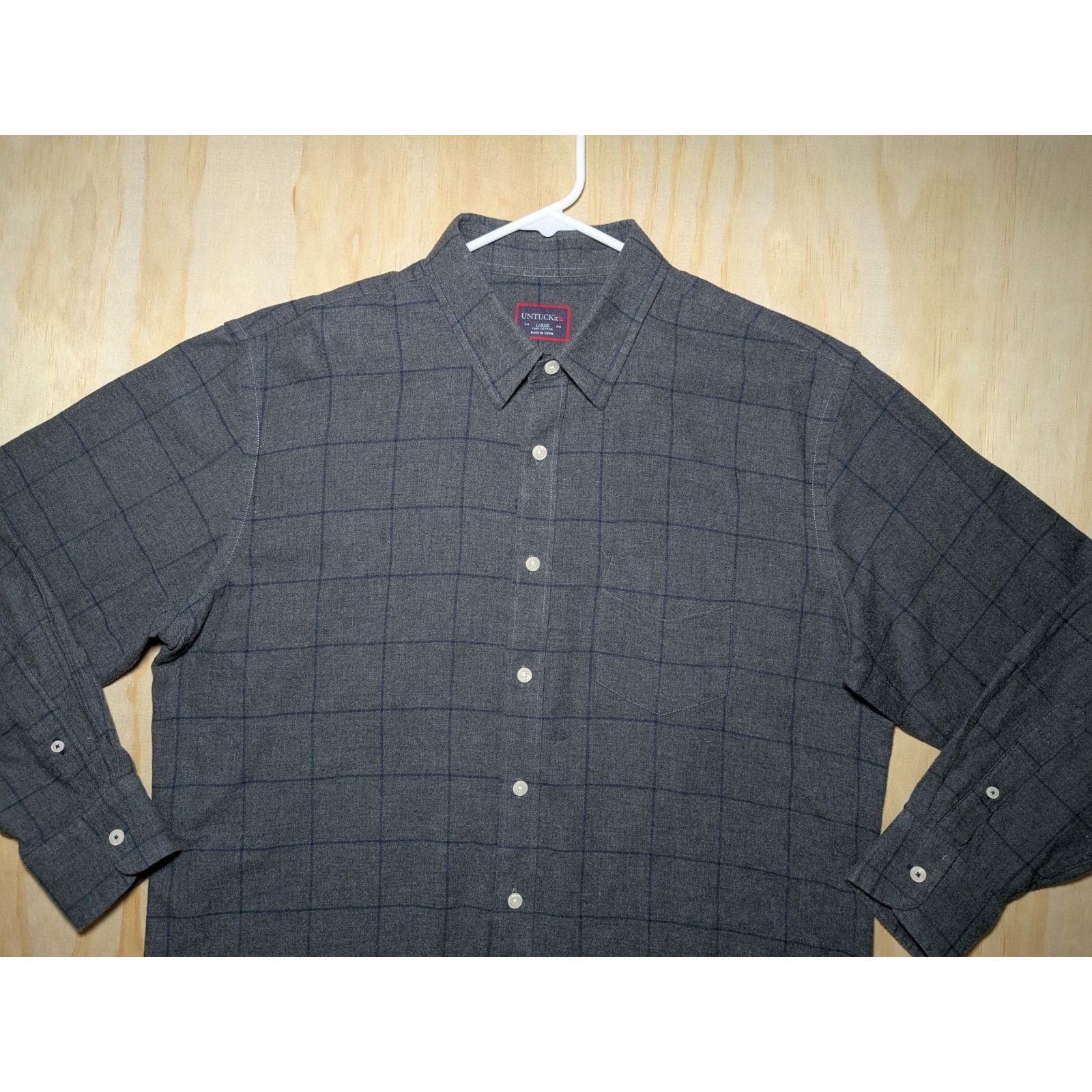 UNTUCKit UNTUCKit Men's Large Flannel Shirt Check Button Down Size US L / EU 52-54 / 3 - 3 Thumbnail