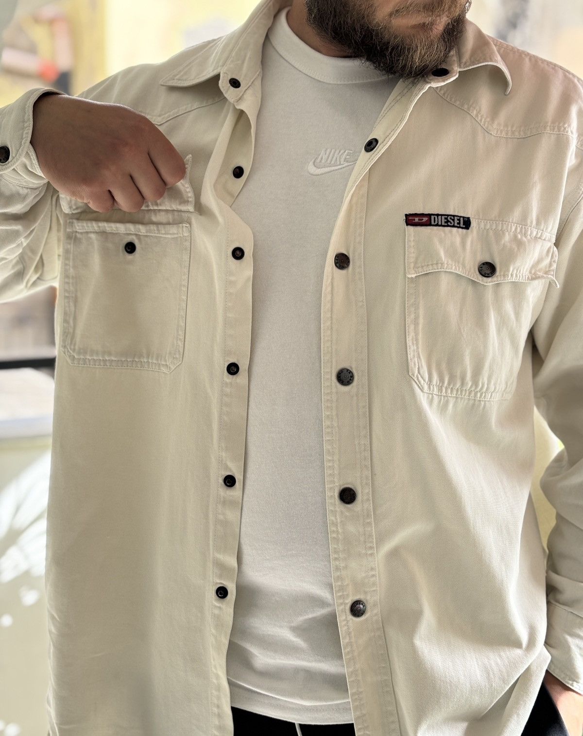 Diesel Vintage Diesel Workwear Shirt Cream White Y2K 90s Overshirt Size US L / EU 52-54 / 3 - 3 Thumbnail