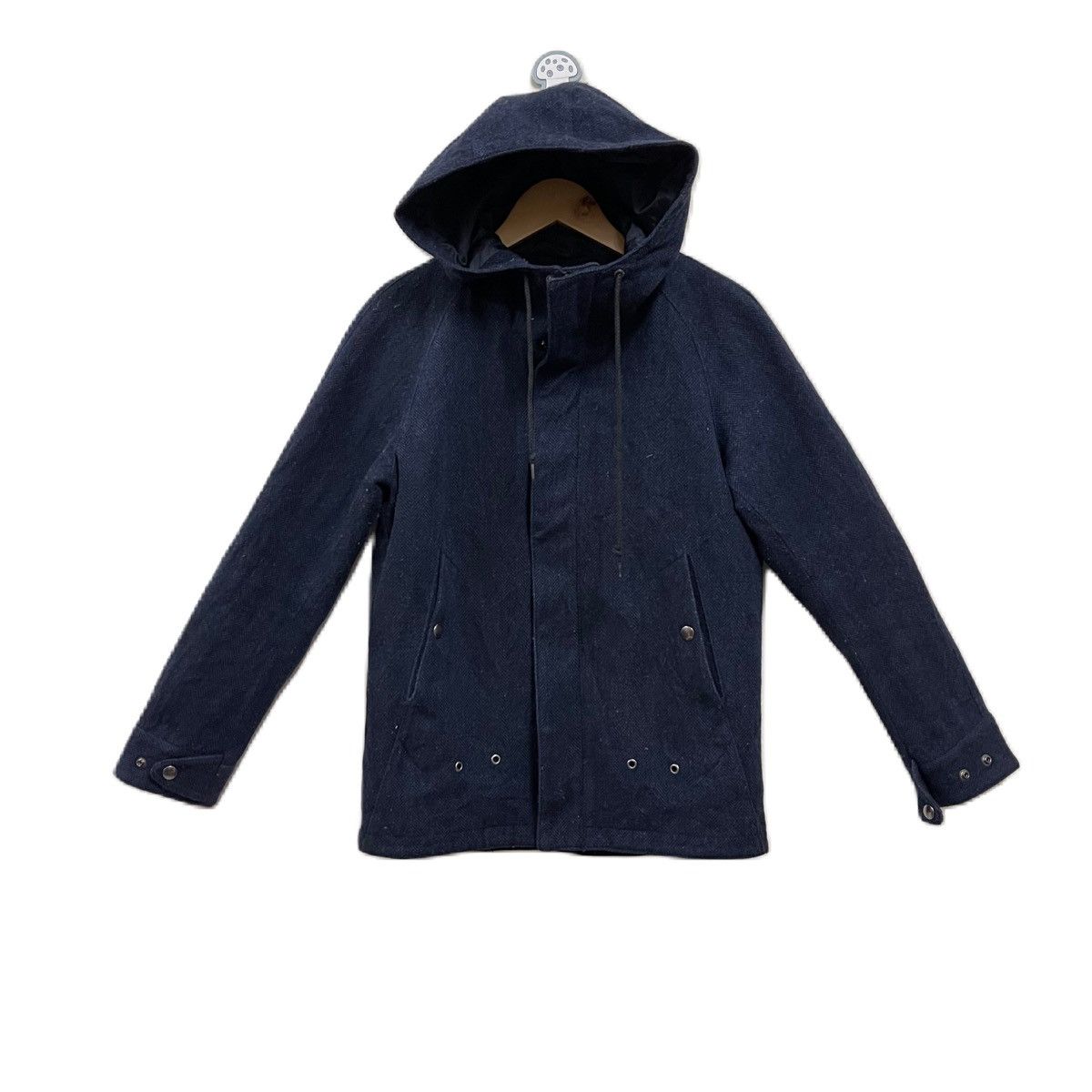 image of Ships x Ships Jet Blue Diaplex Wool Hoodie Jacket in Dark Blue, Men's (Size Small)