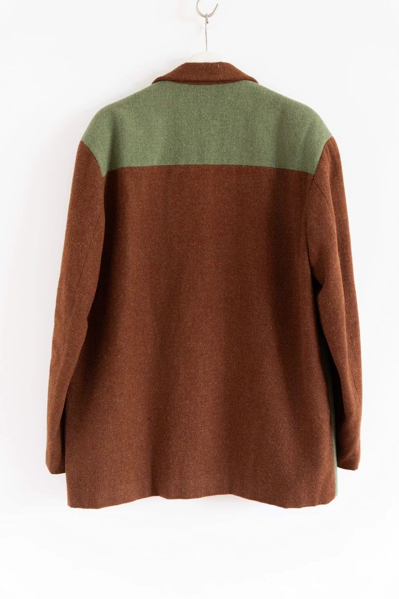 Yohji Yamamoto Yohji Yamamoto size m 90aw brown-green color-block blazer Size 38R - 2 Thumbnail