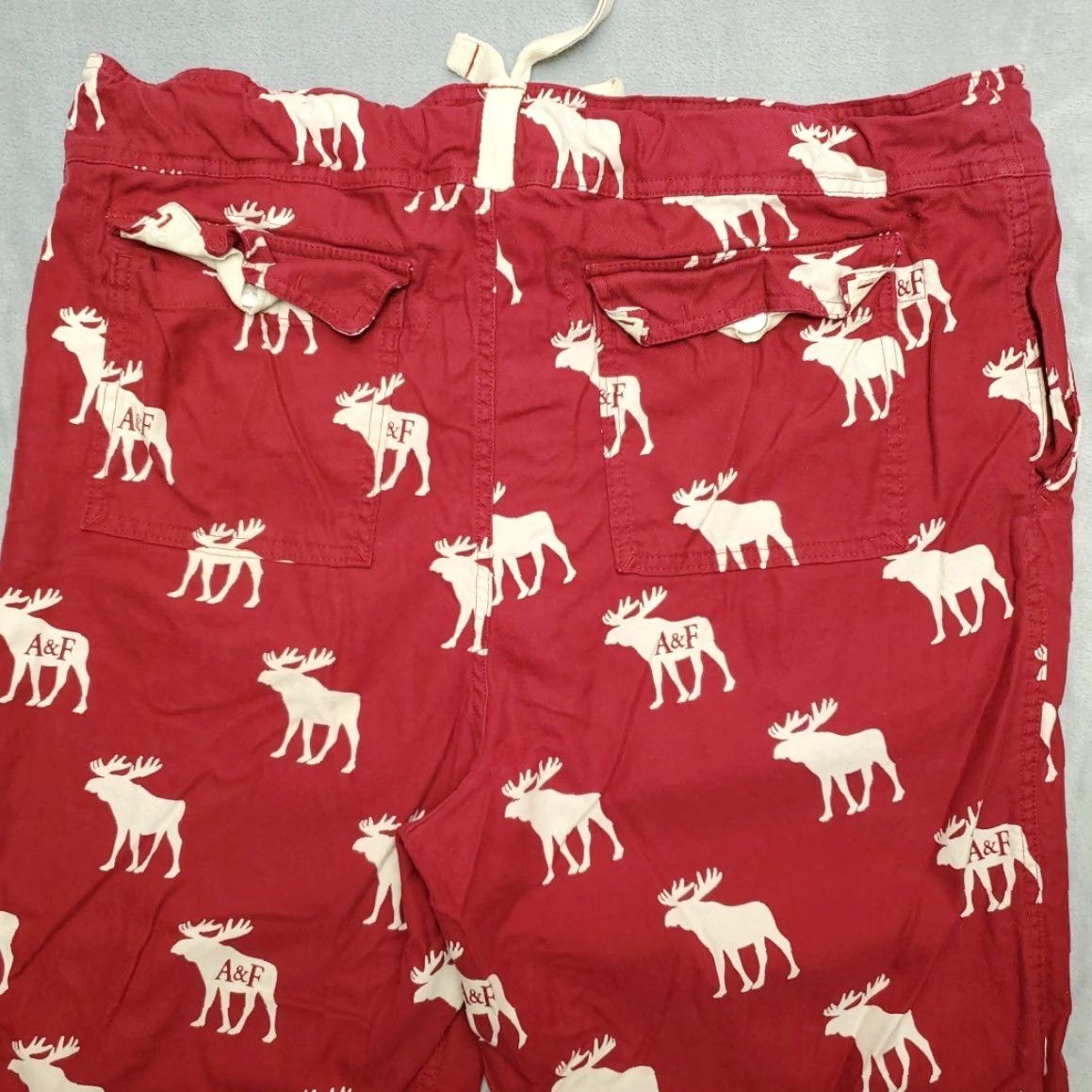 Abercrombie & Fitch VTG Abercrombie & Fitch Pants Men L Red Lounge Drawstring brushed Twill Retro Y2K Size US 33 - 5 Thumbnail