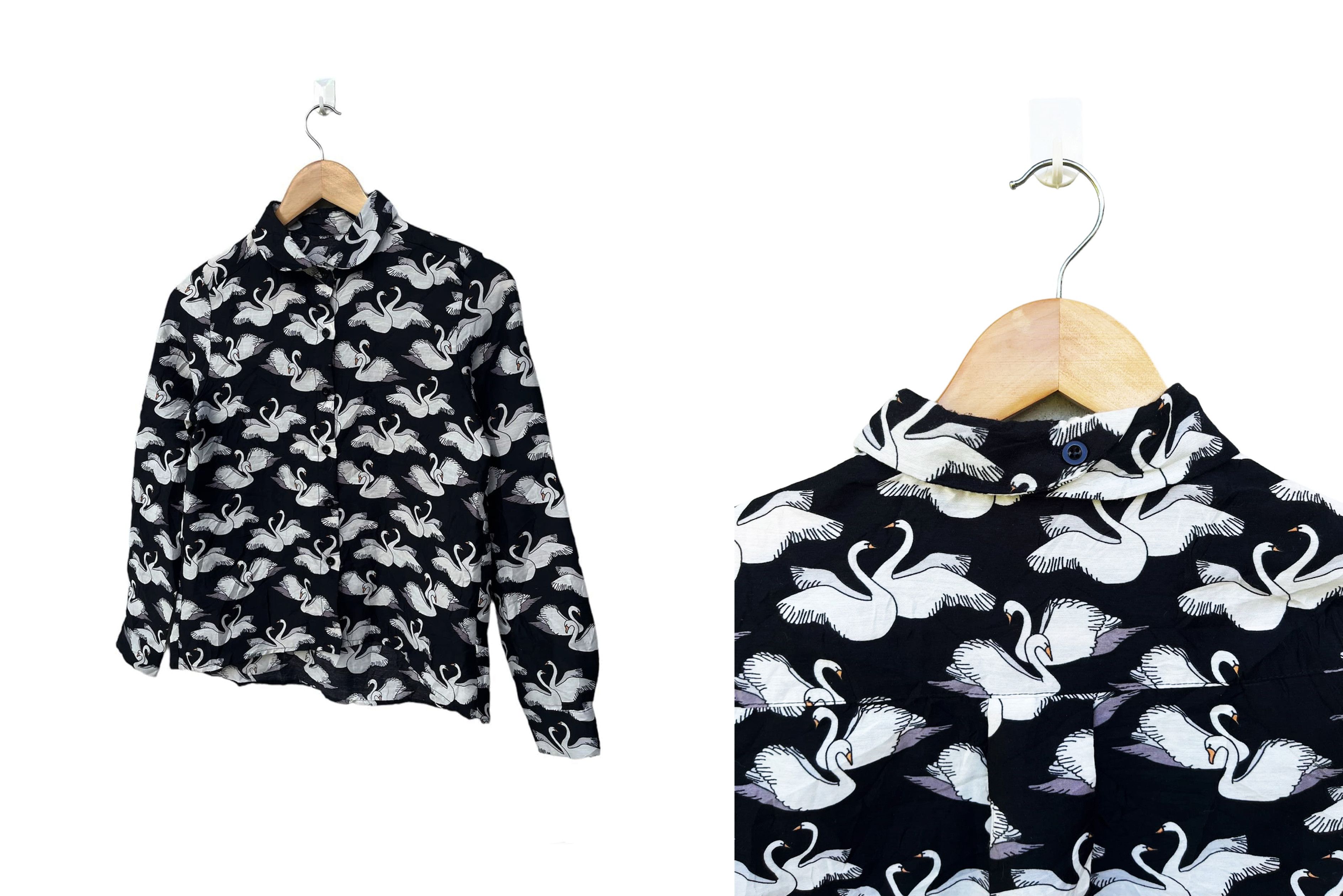 Vintage Japanese Vintage Retro SWANS Printed collar button up shirt Size S / US 4 / IT 40 - 5 Thumbnail