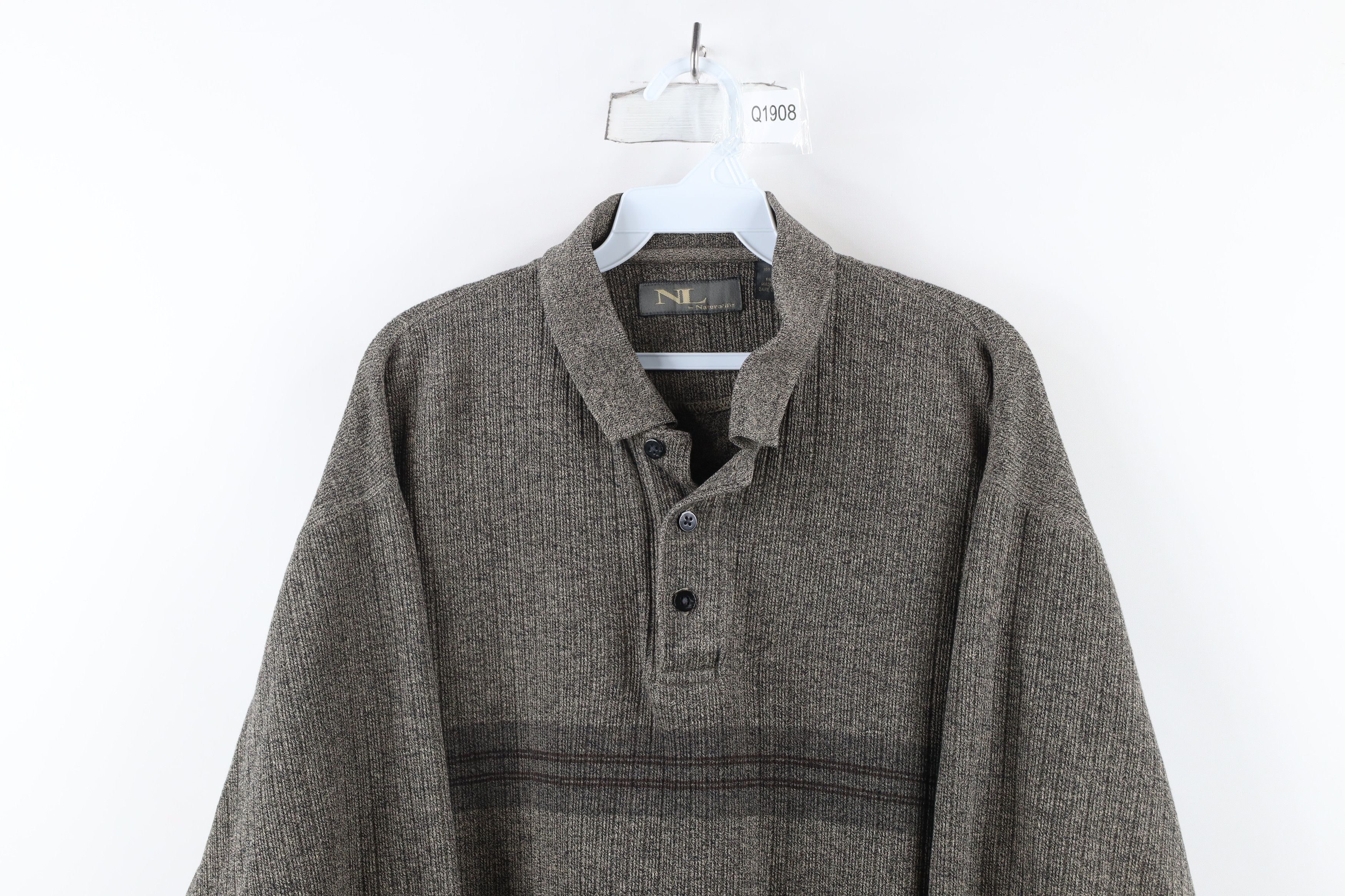 Vintage Vintage 90s Streetwear Knit Heavyweight Long Sleeve Polo Size US XL / EU 56 / 4 - 2 Thumbnail