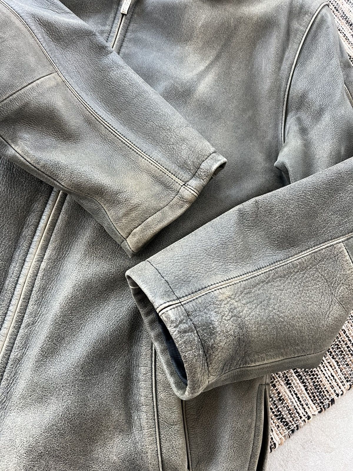 Genuine Leather Vintage Green-Grey Leather Coach Bomber Jacket Avantgarde Size XL / US 12-14 / IT 48-50 - 10 Thumbnail