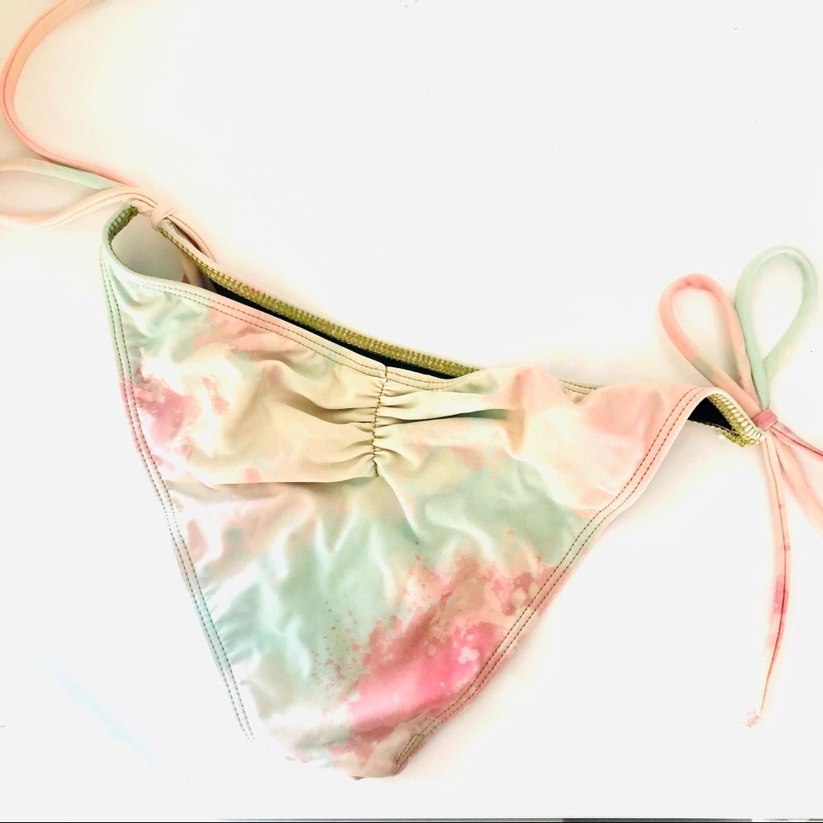 Anthropologie NEW TAVIK REVOLVE Black Tie Dye Scrunch Tie Bikini Bottom Size ONE SIZE - 1 Thumbnail