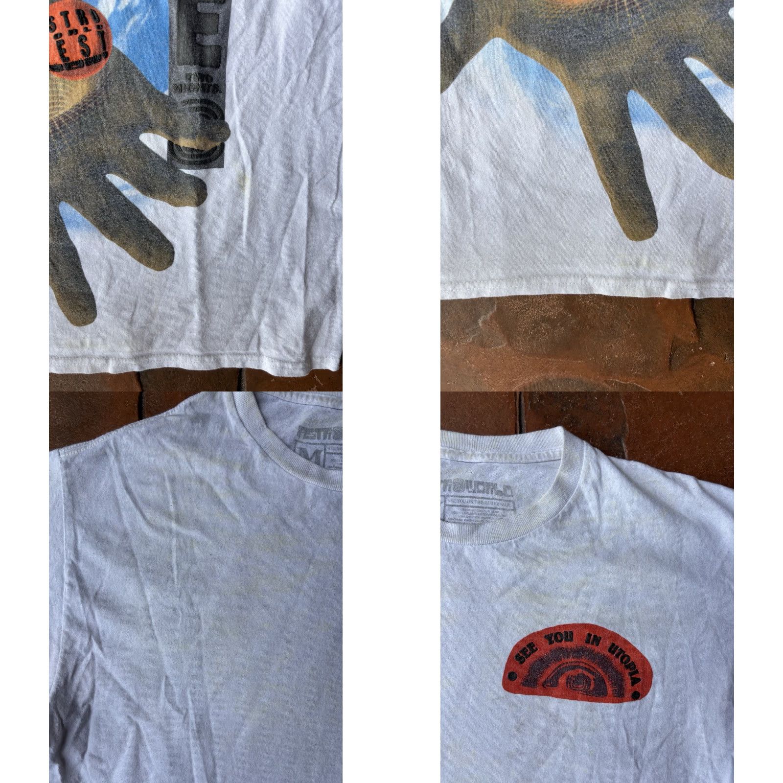 Travis Scott VINTAGE? No — Travis Scott Astroworld Astrofest 2021 T-Shirt M White Graphic Print Crew Neck Short Sleeve Cactus Jack Logo Men Size US M / EU 48-50 / 2 - 8 Thumbnail