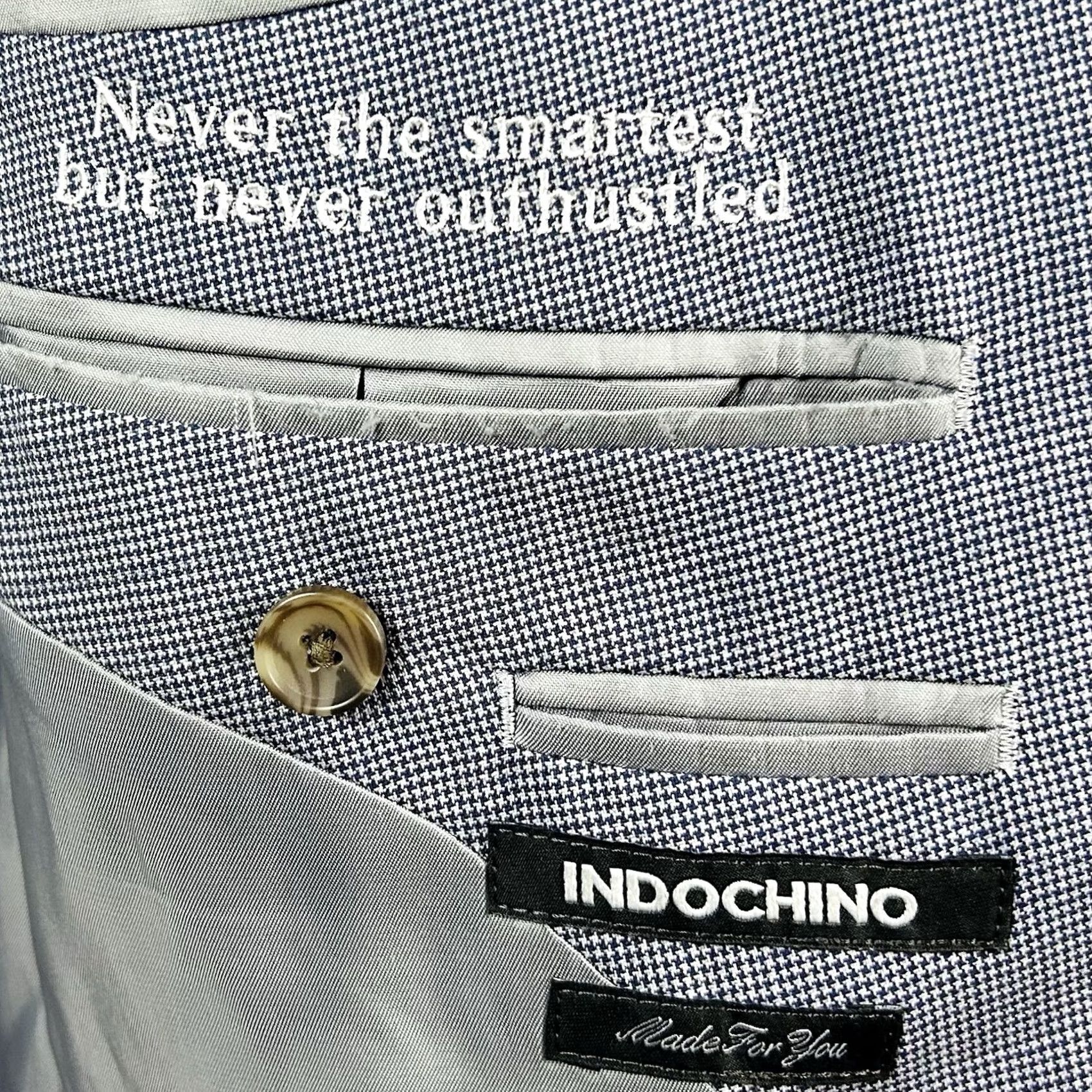 Vintage Indochino Sport Coat 42R Blue Houndstooth Wool Two Button Vented Size US XS / EU 42 / 0 - 3 Thumbnail