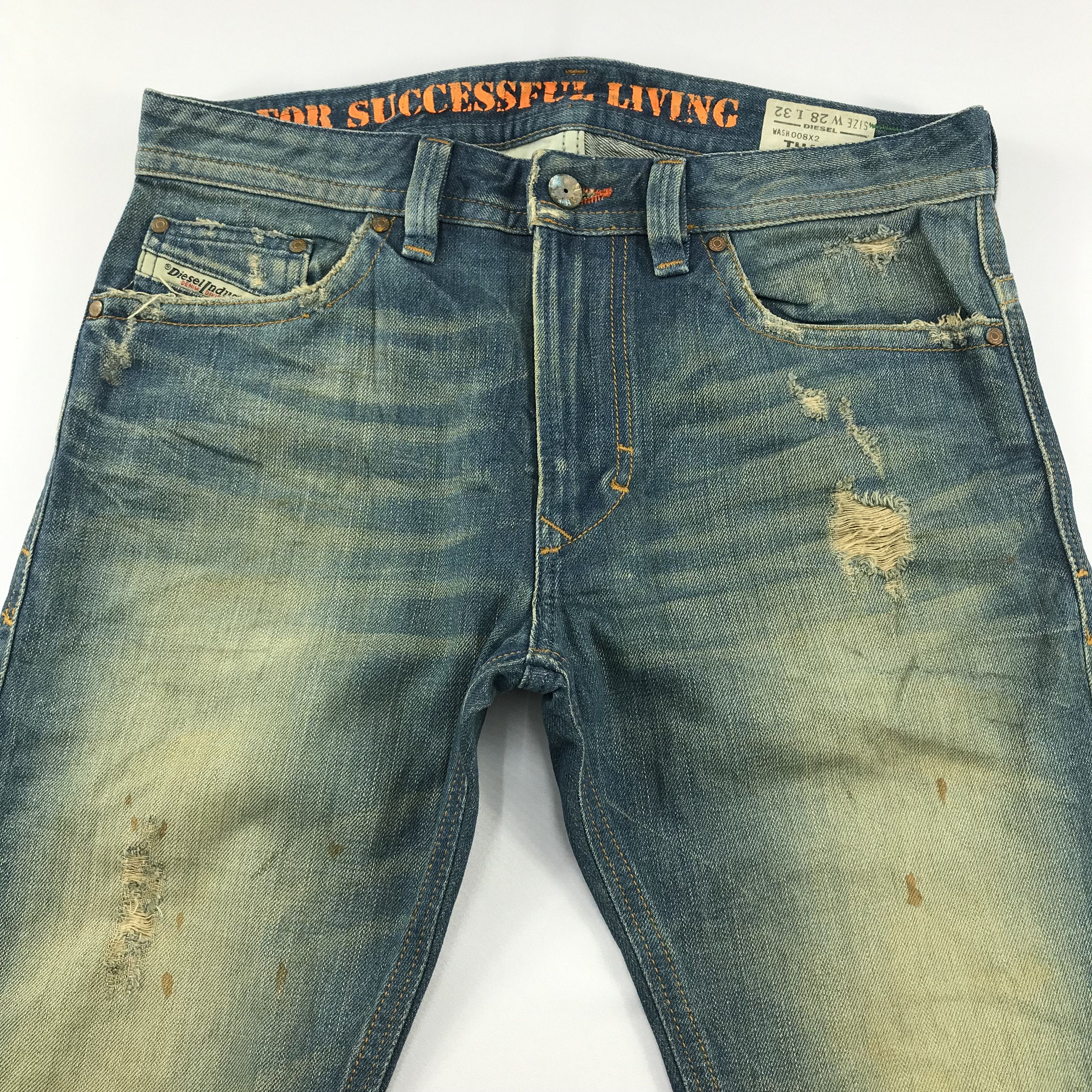 Diesel Diesel Thavar Slim Skinny Jeans Blue Distress Denim KJ3459 Size US 28 / EU 44 - 3 Thumbnail