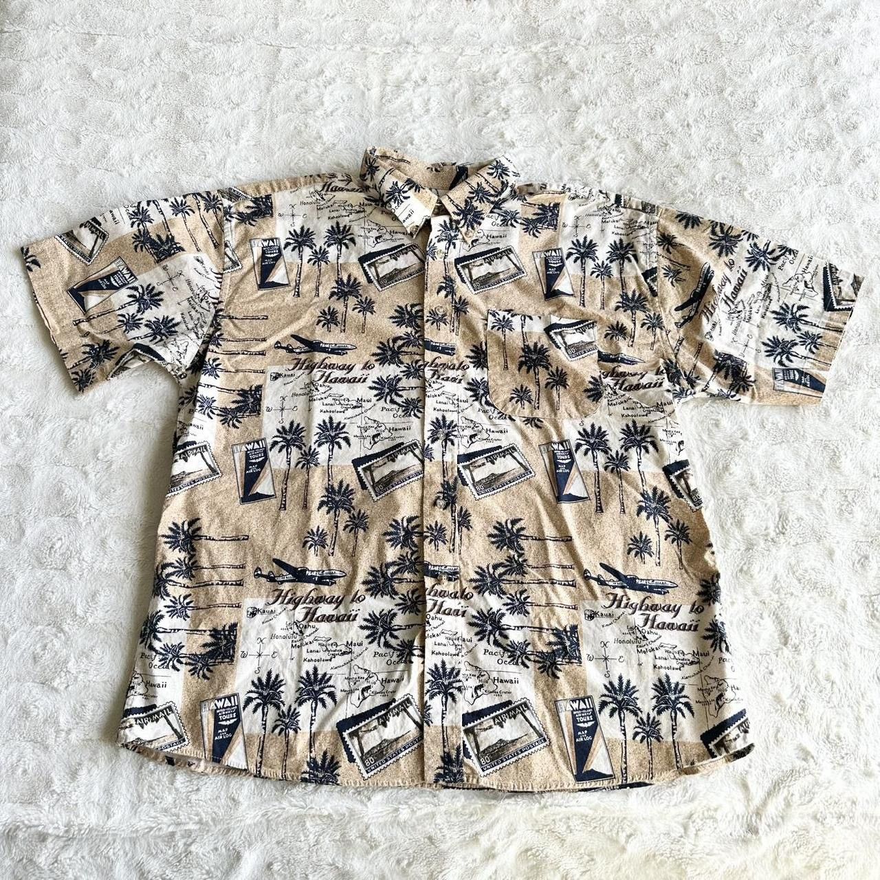 Other Vintage Hawaiian Shirt Mens XL Beige Palm Tree Map Aloha AOP Size US XL / EU 56 / 4 - 2 Thumbnail