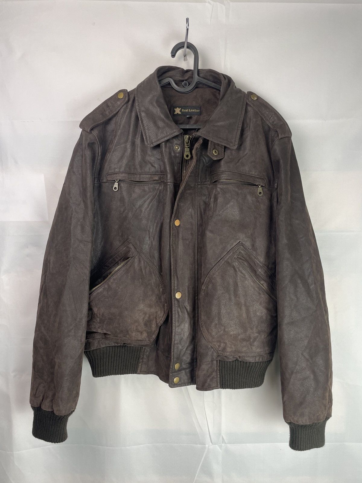 Vera Pelle Real Leather Mens Brown L Aviator Jacket with Fur Collar 90s Size US L / EU 52-54 / 3 - 2 Thumbnail