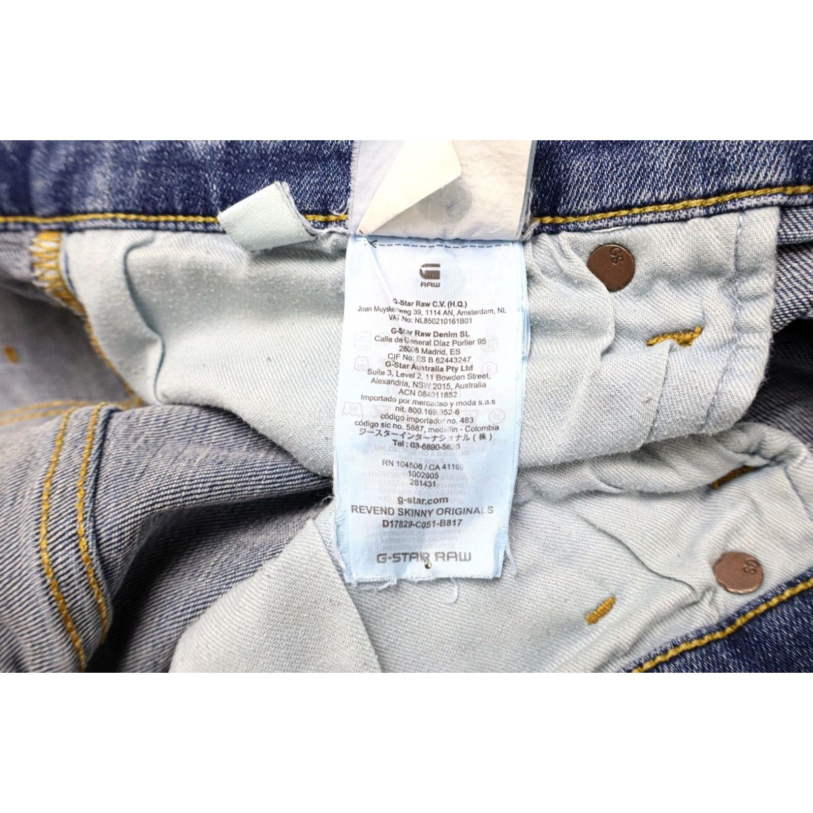 G-Star G-STAR Revend Skinny Originals Jeans Men's W33/L30 Blue Faded Whiskers Stretch Denim Slim Fit 5-Pocket Vintage No Womens Mens Size US 33 - 7 Thumbnail