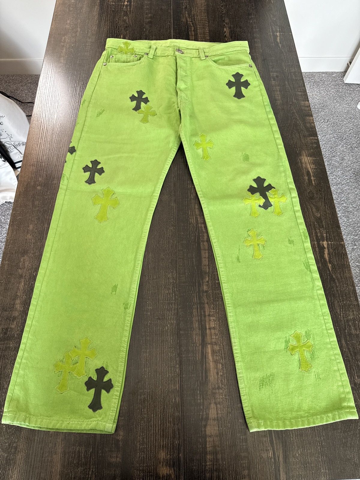 Chrome Hearts Slime Green Jeans