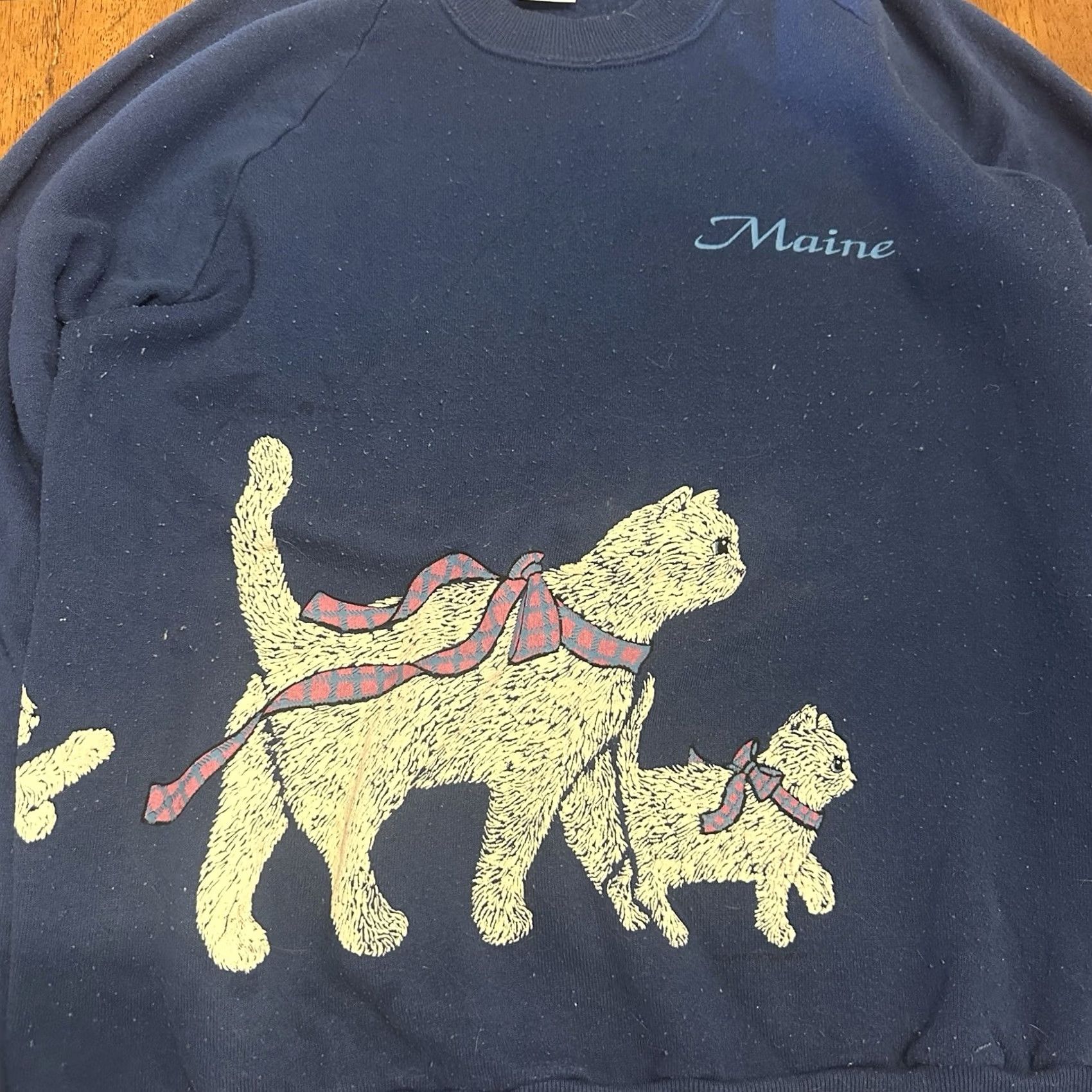 Jerzees VINTAGE JERZEES 80s Cat Sweatshirt Women's Medium Blue Pilly Size M / US 6-8 / IT 42-44 - 2 Thumbnail