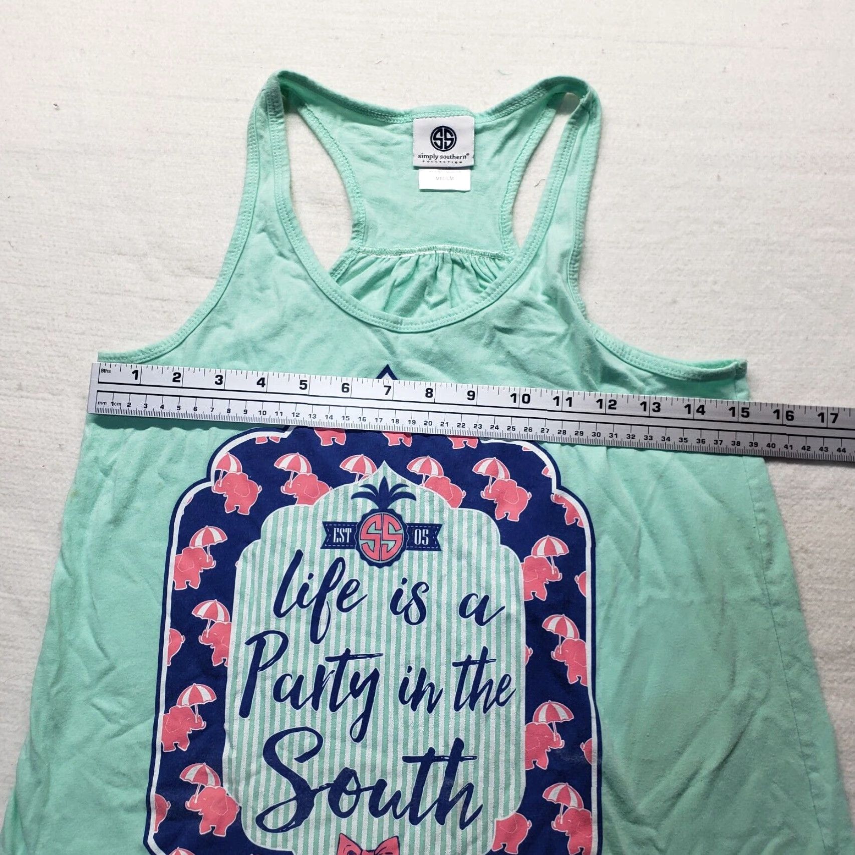 Vintage Simply Southern Shirt Tank Women M Blue "Life is a Party in the South" Graphic Size M / US 6-8 / IT 42-44 - 5 Thumbnail